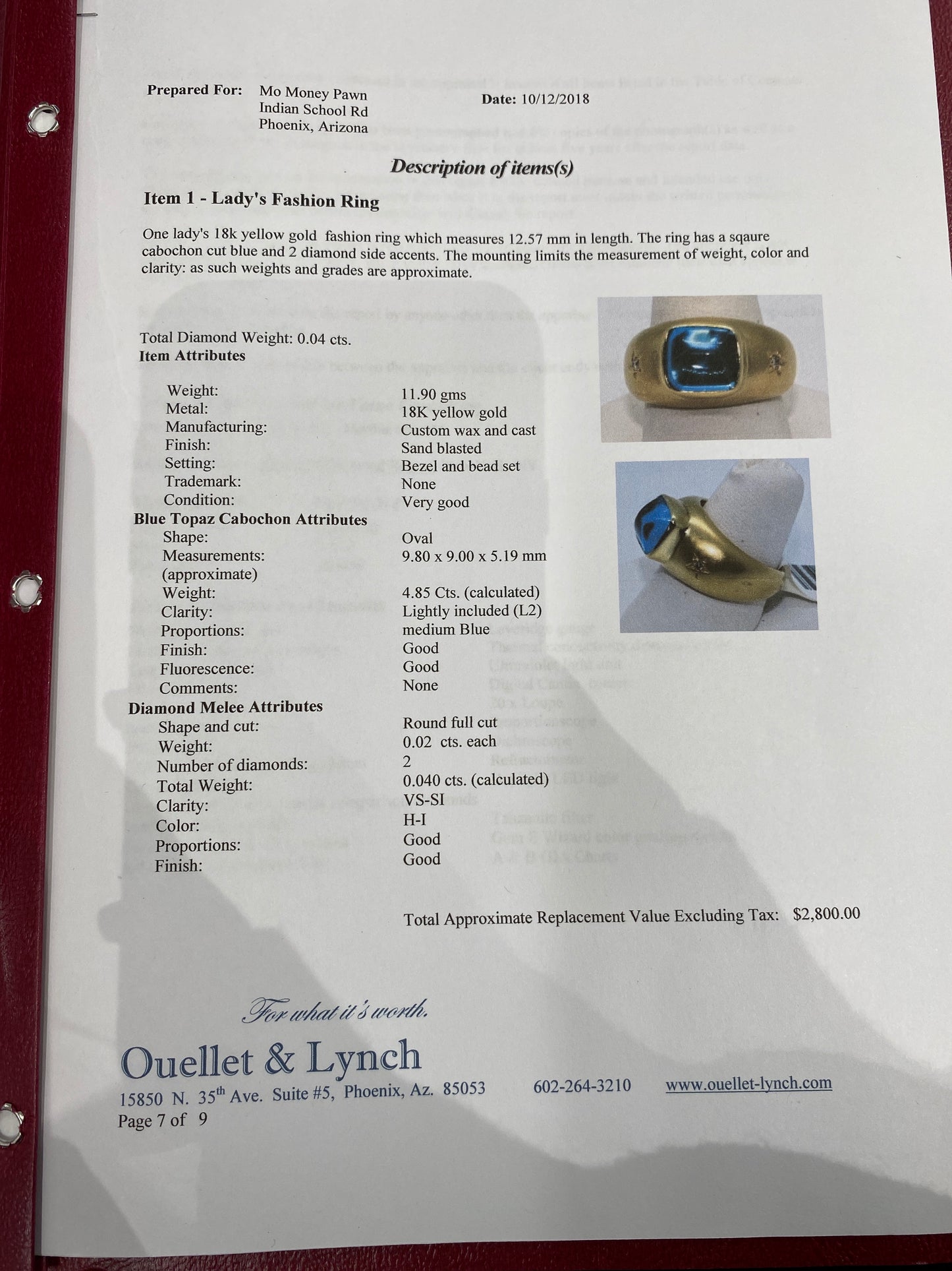 18k Yellow Gold Ring With A Blue Cabochon Stone