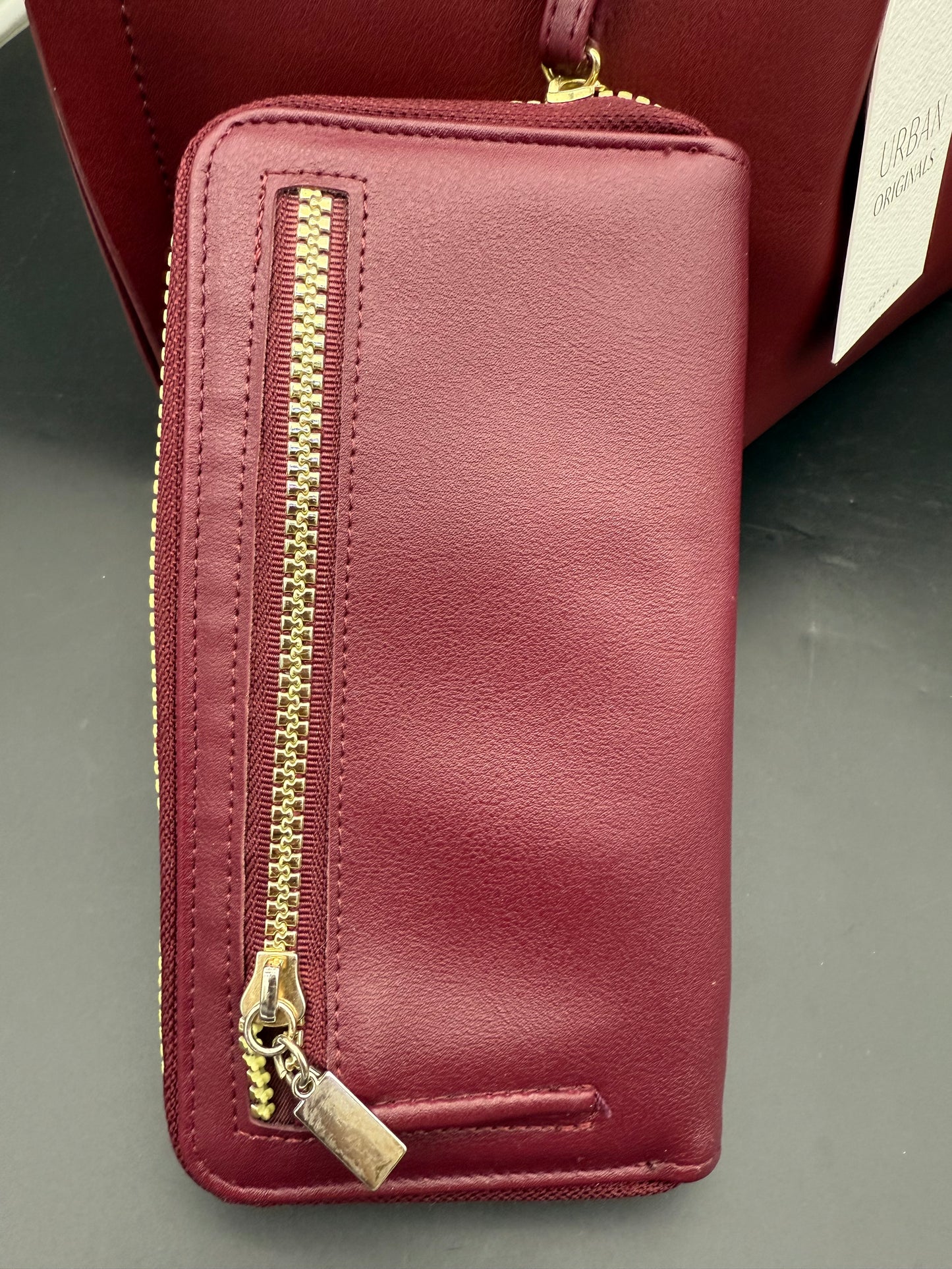 Burgundy handbag
