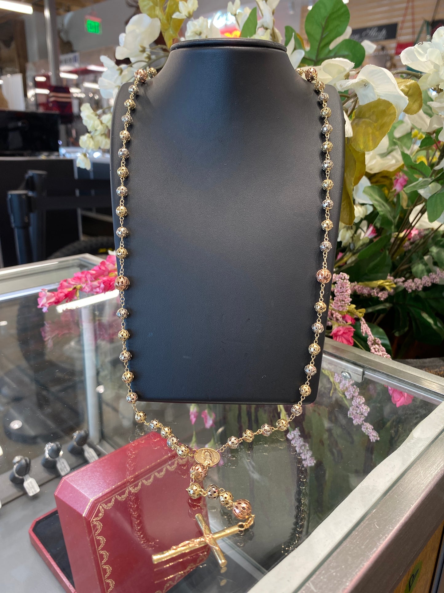 14k Tri Gold Rosary