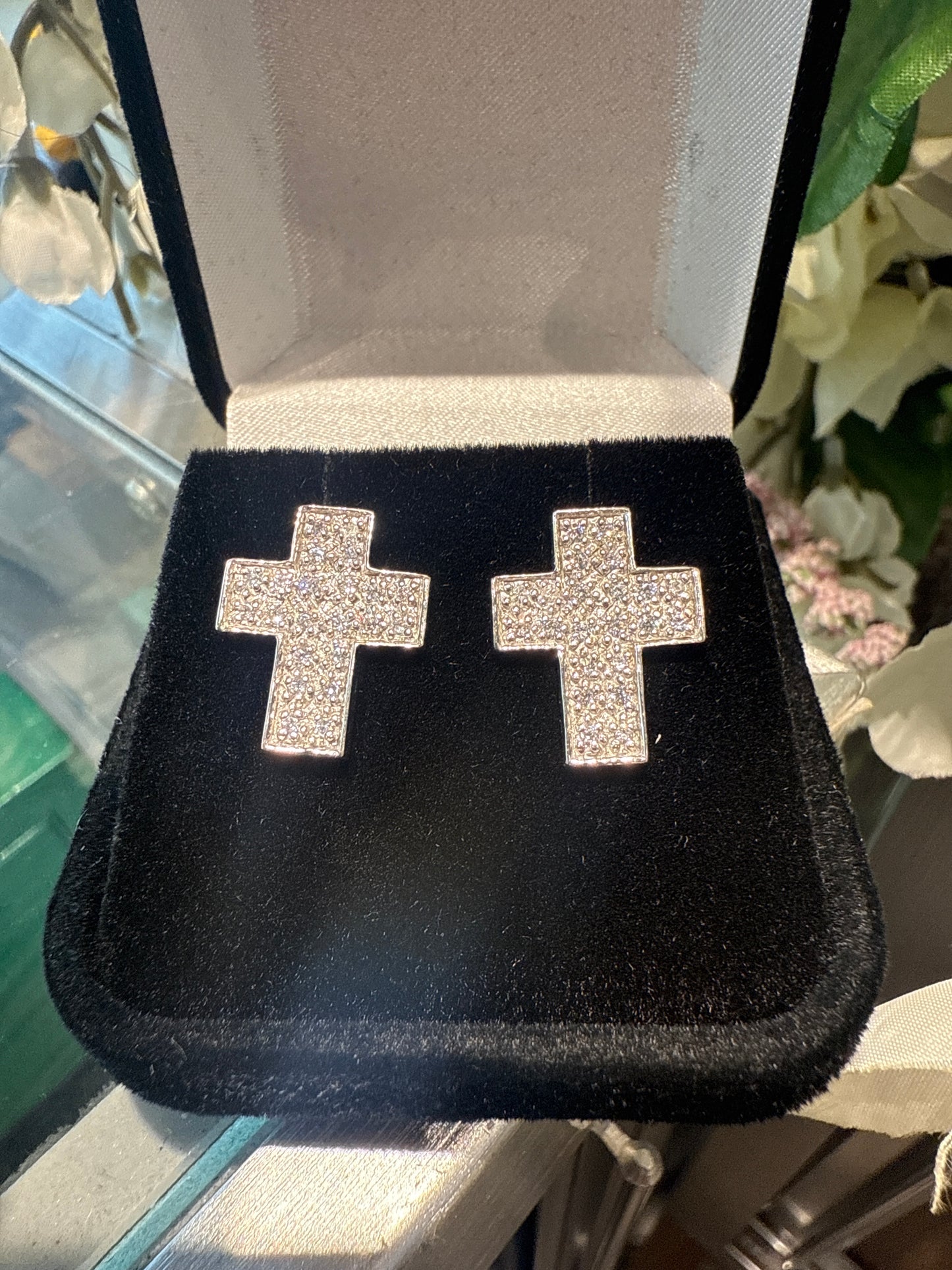 Silver cross earrings