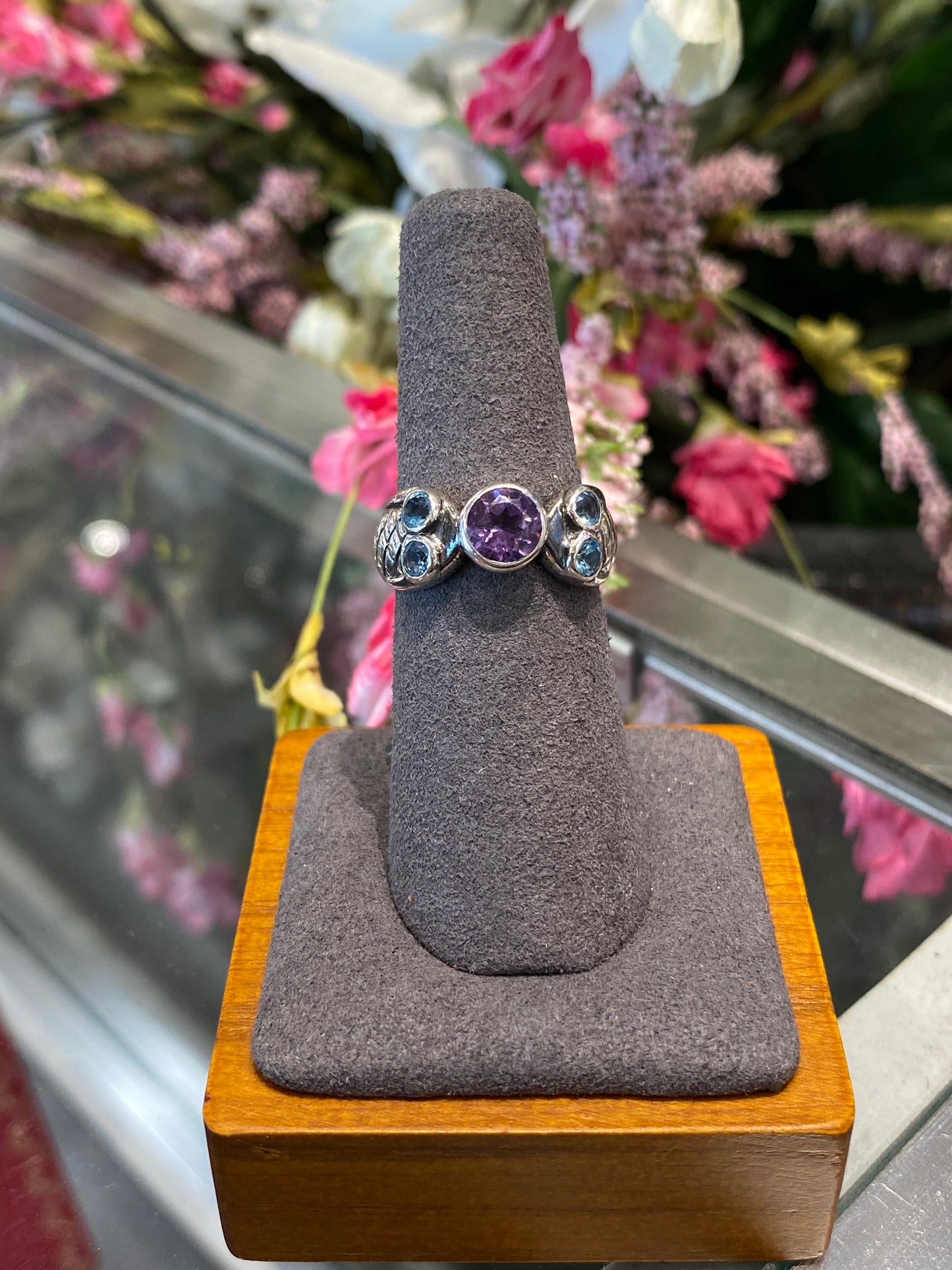 Silver Ring With Colored Stones