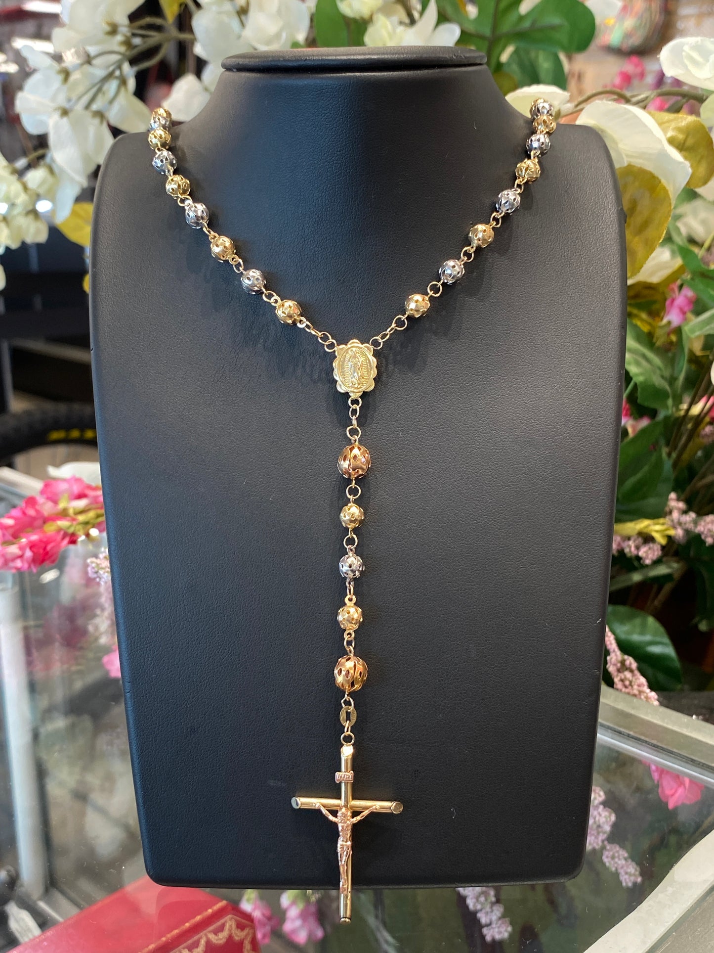 14k Tri Gold Rosary