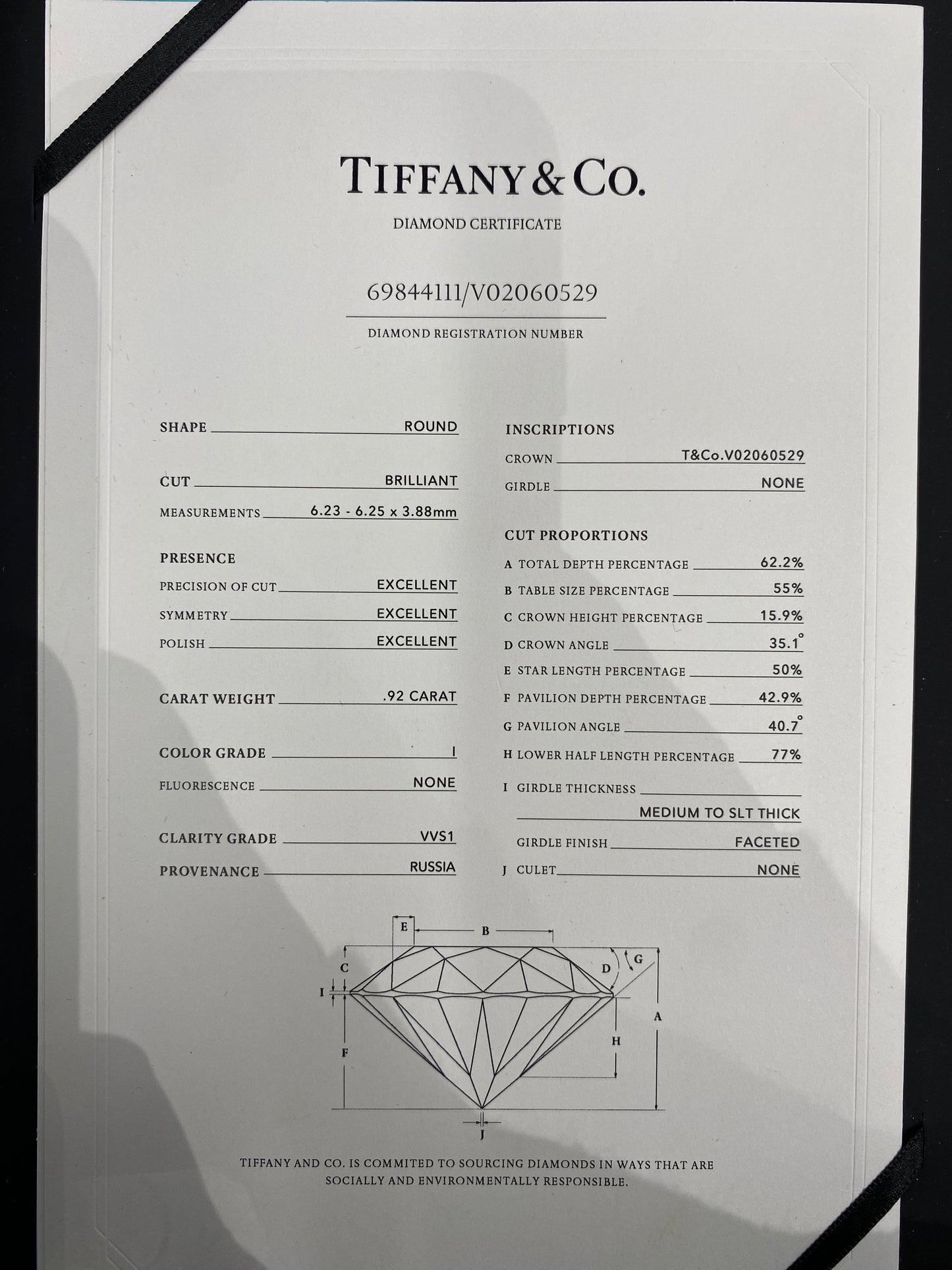 Platinum Diamond Tiffany & Co Engagement Ring