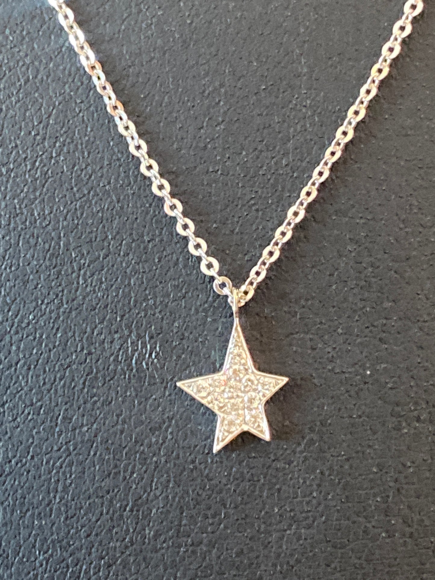 18k White Gold Chain W/Diamond Star Pendant