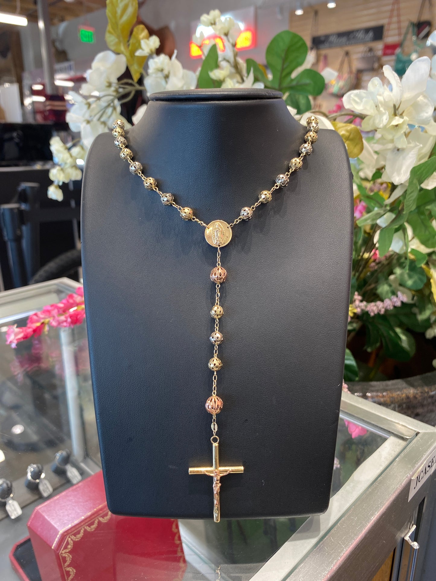 14k Tri Gold Rosary