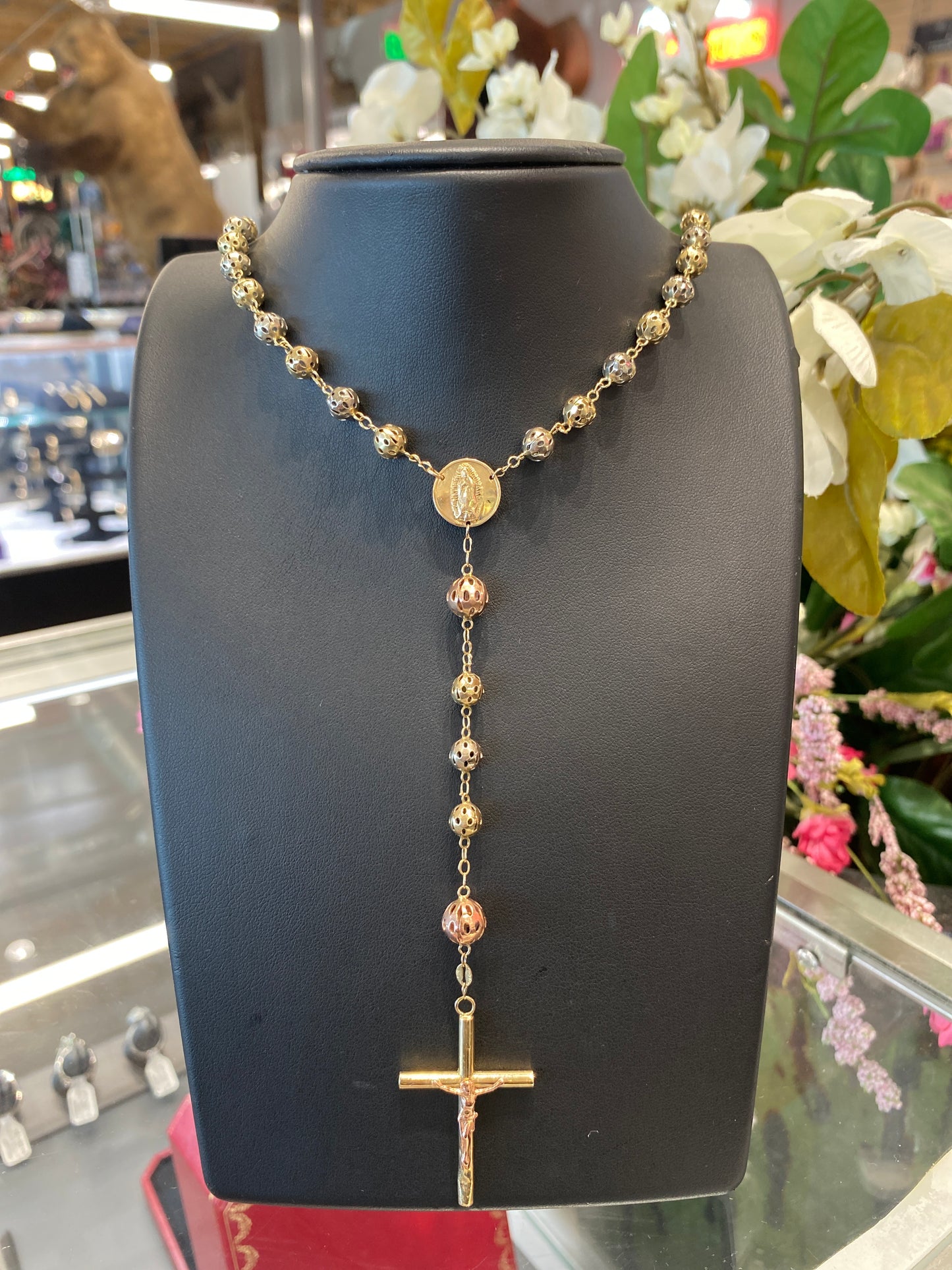 14k Tri Gold Rosary