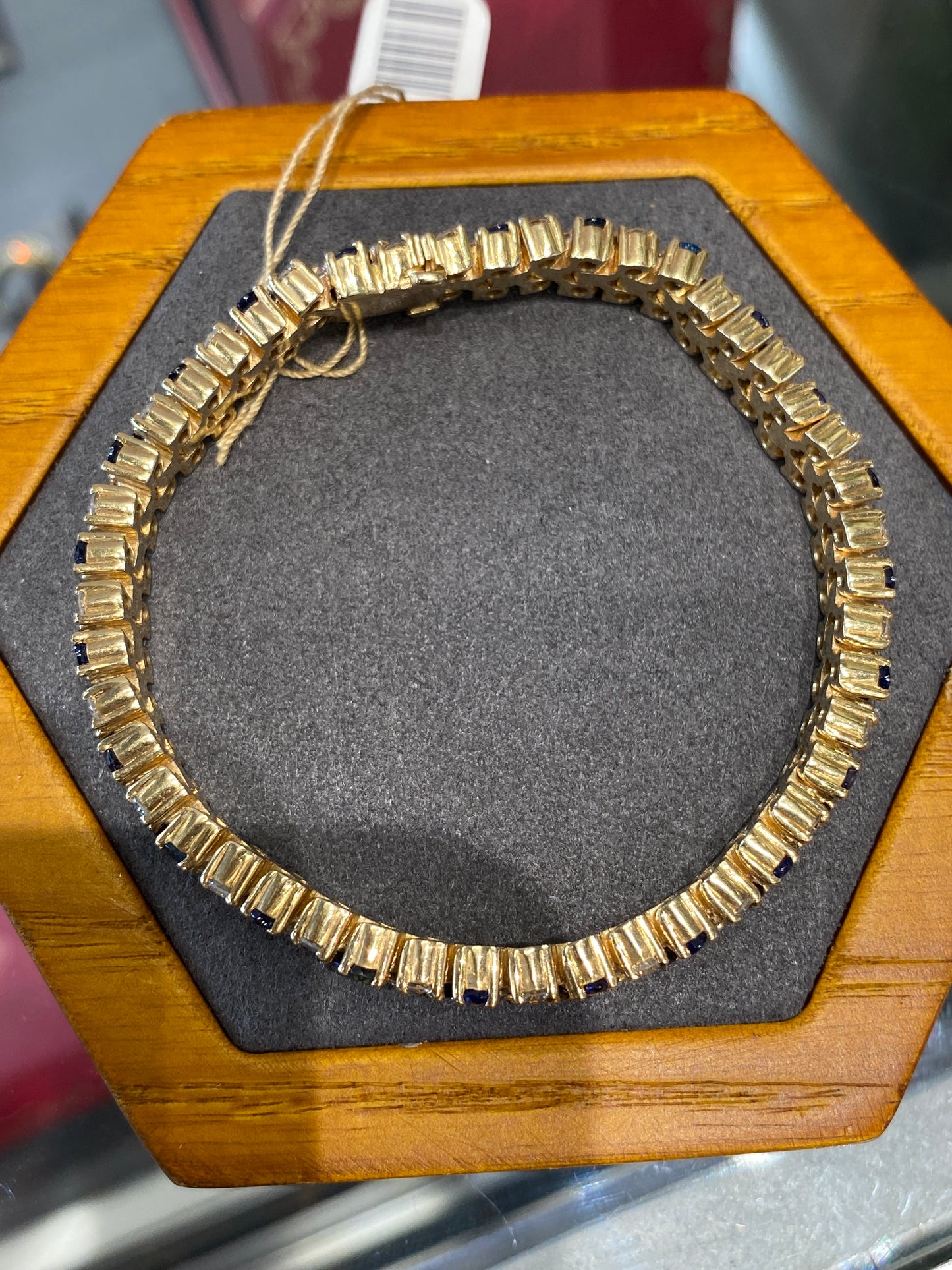 14k Yellow Gold Sapphire & Diamond Bracelet