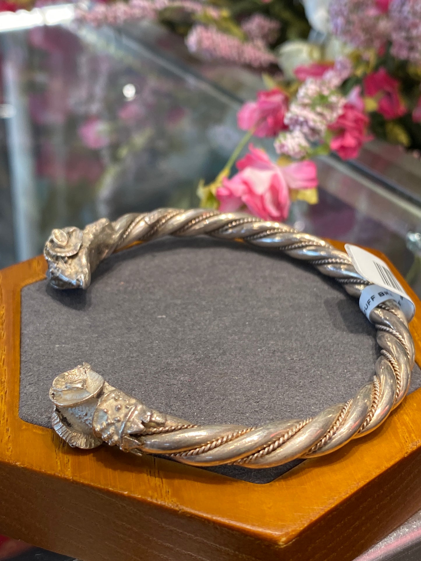 Silver Cuff Bracelet With Ram Heads