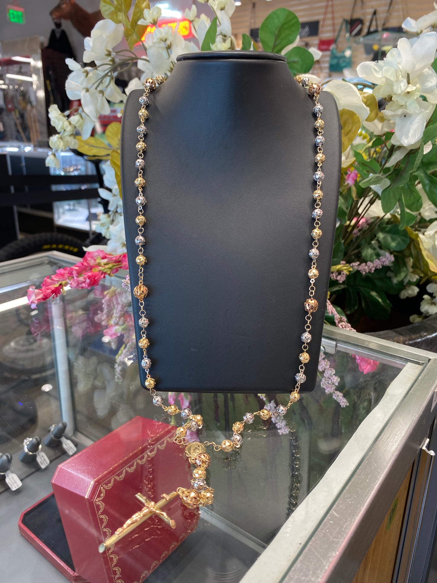 14k Tri Gold Rosary
