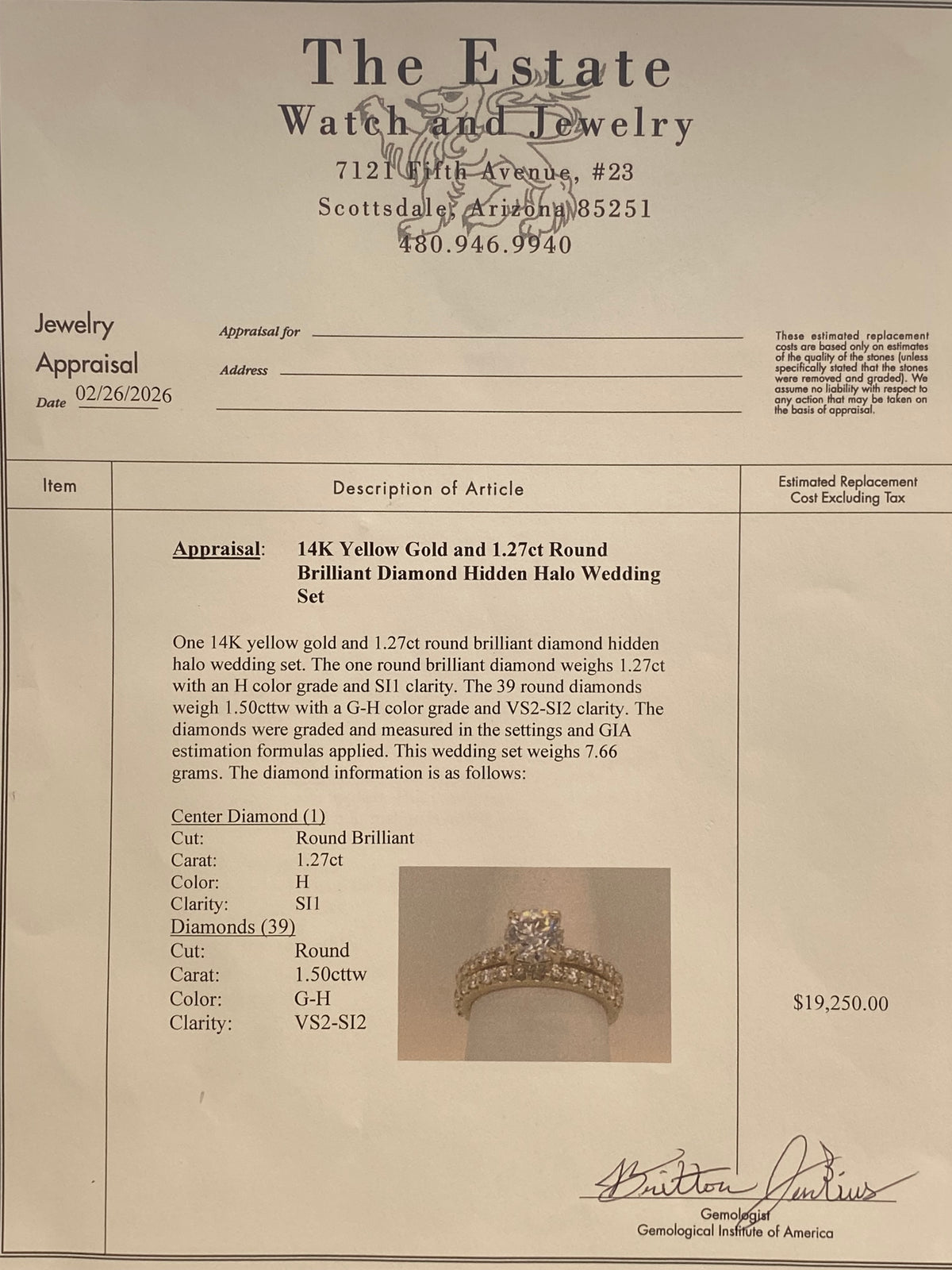 14k Yellow Gold Diamond Wedding Set