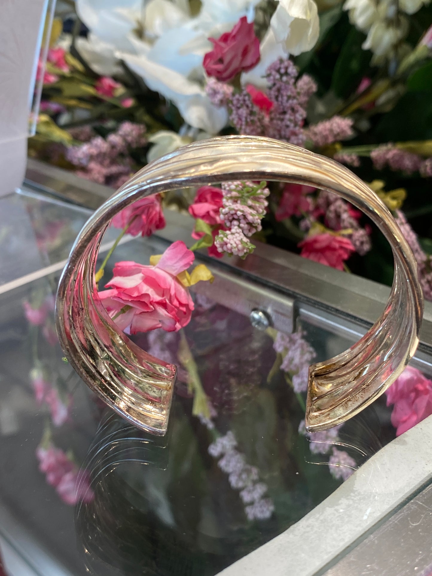Silver Cuff Bracelet With Design