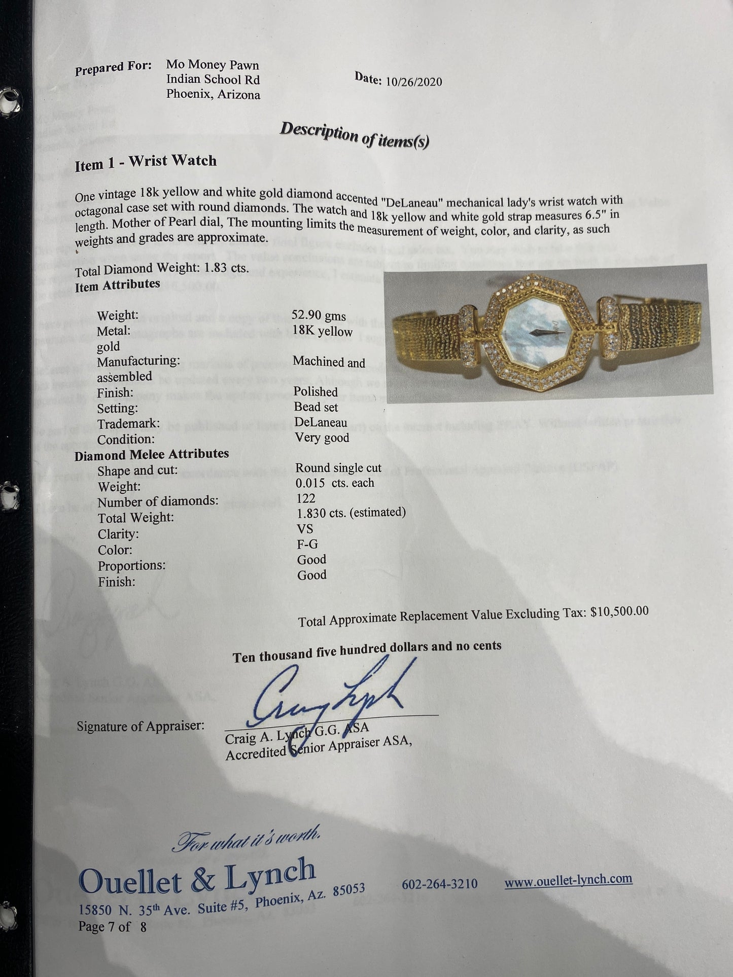 18k Two Tone Gold DeLaneau Ladies Watch