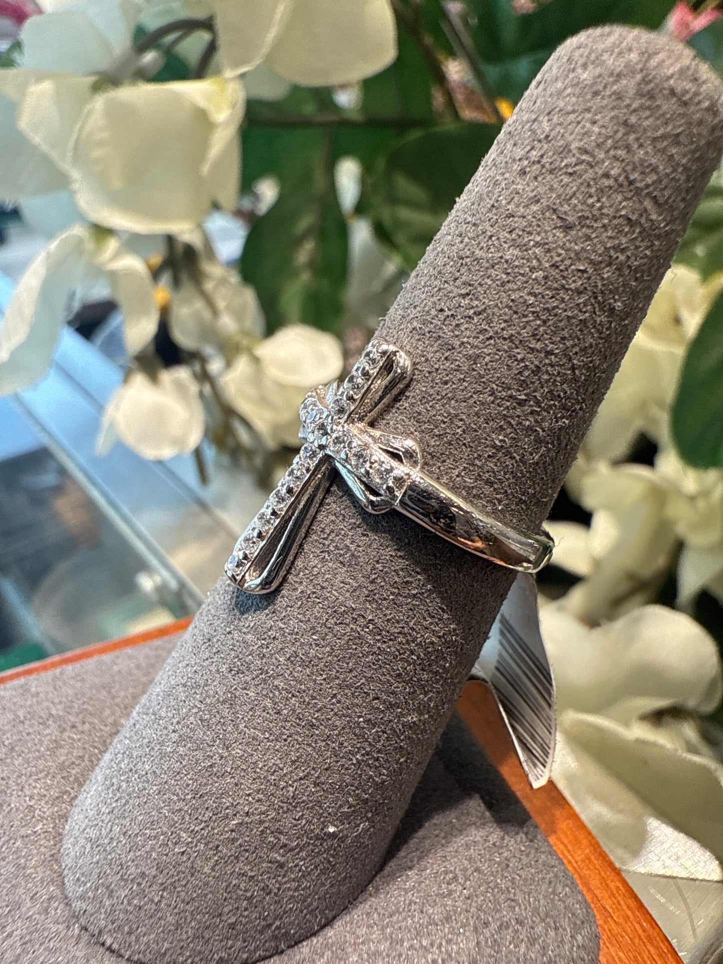 Silver cross ring