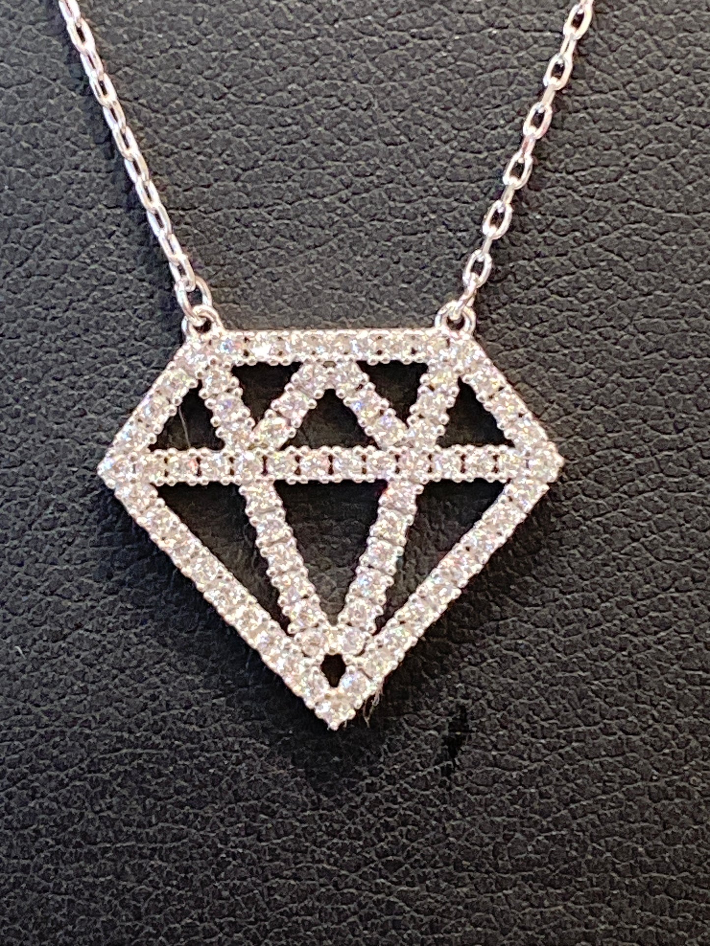 Silver Chain W/ Diamond Shape Pendant