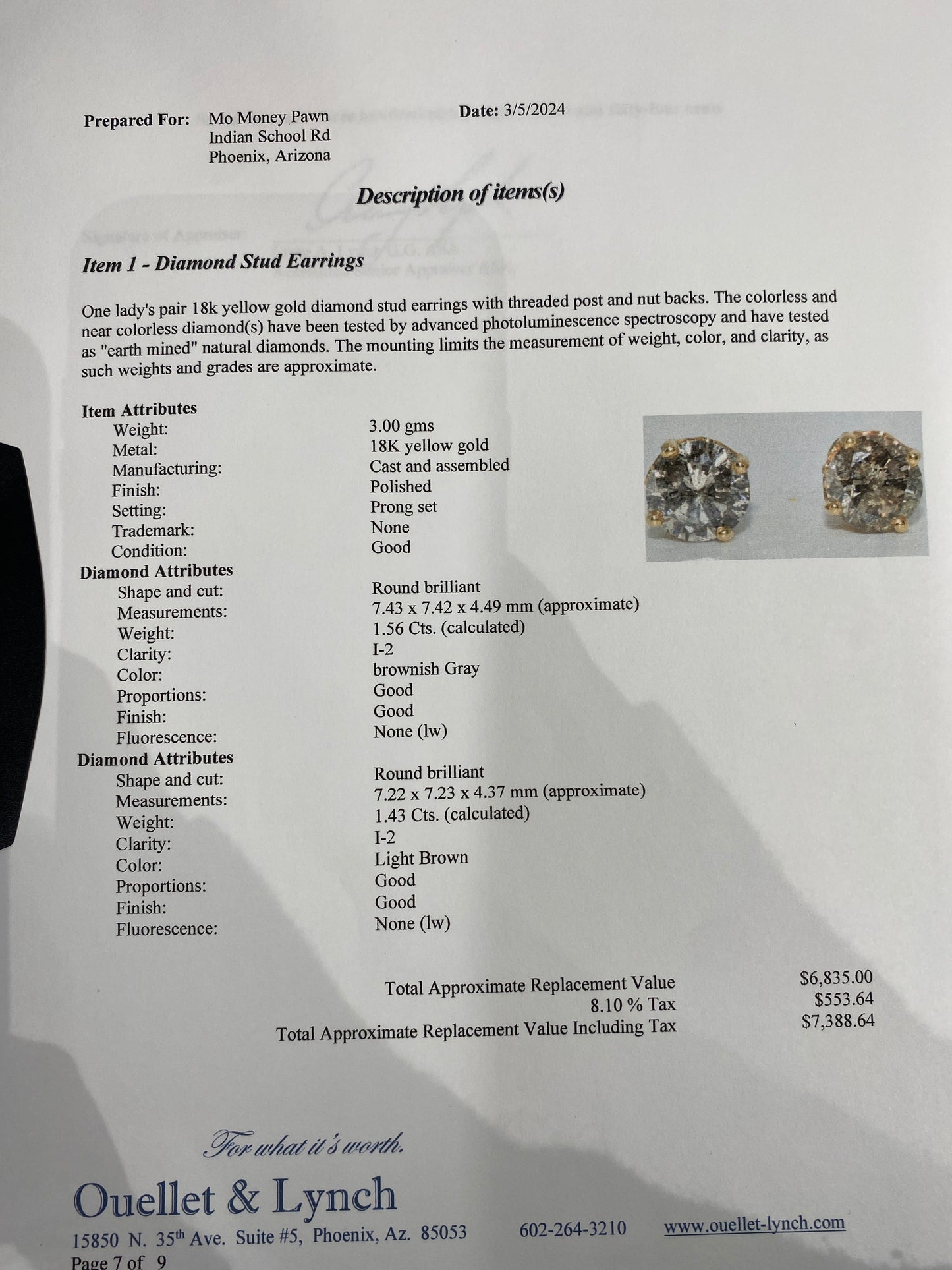 18k Yellow Gold Diamond Stud Earrings