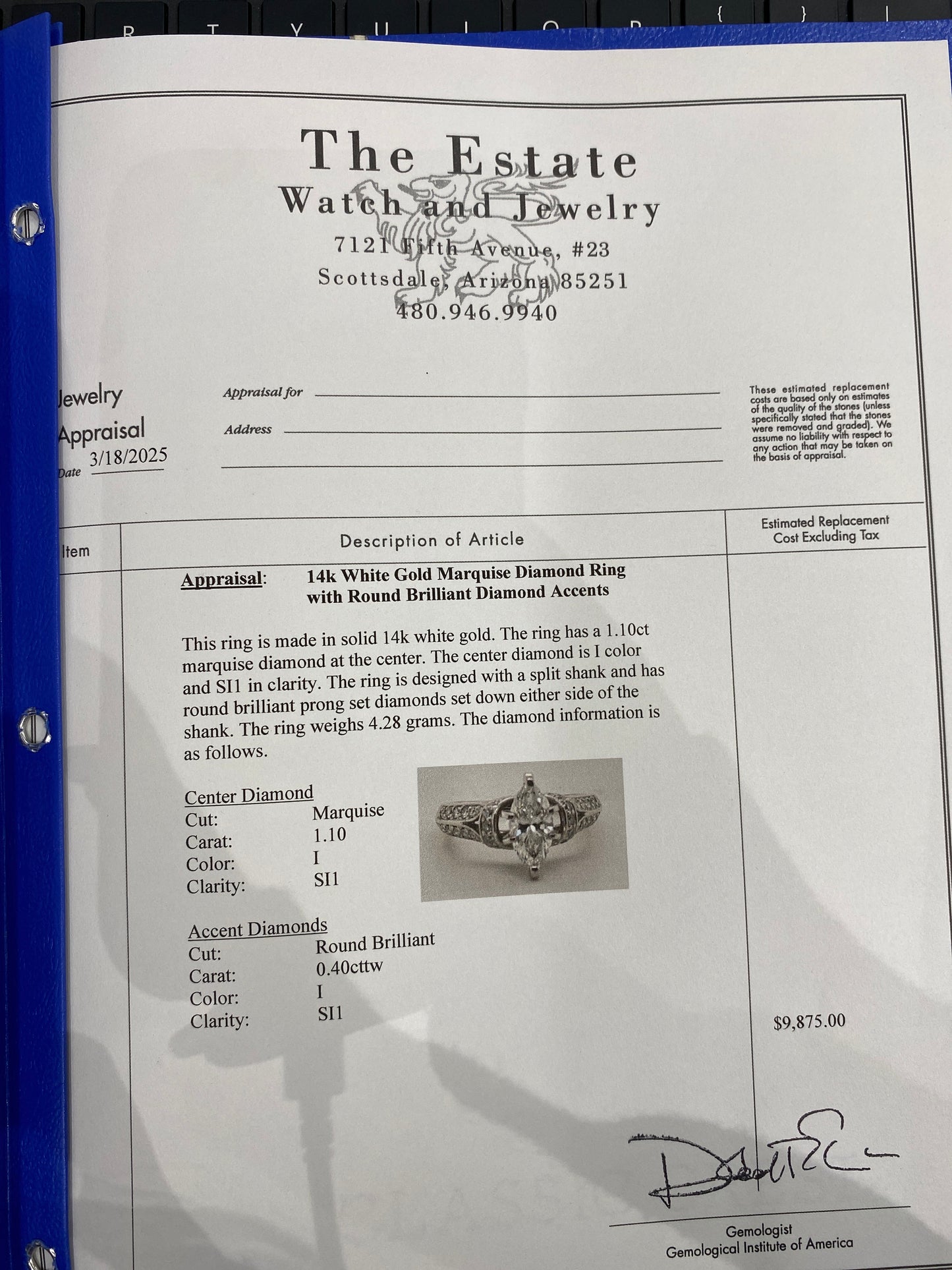 14k White Gold Engagement Ring