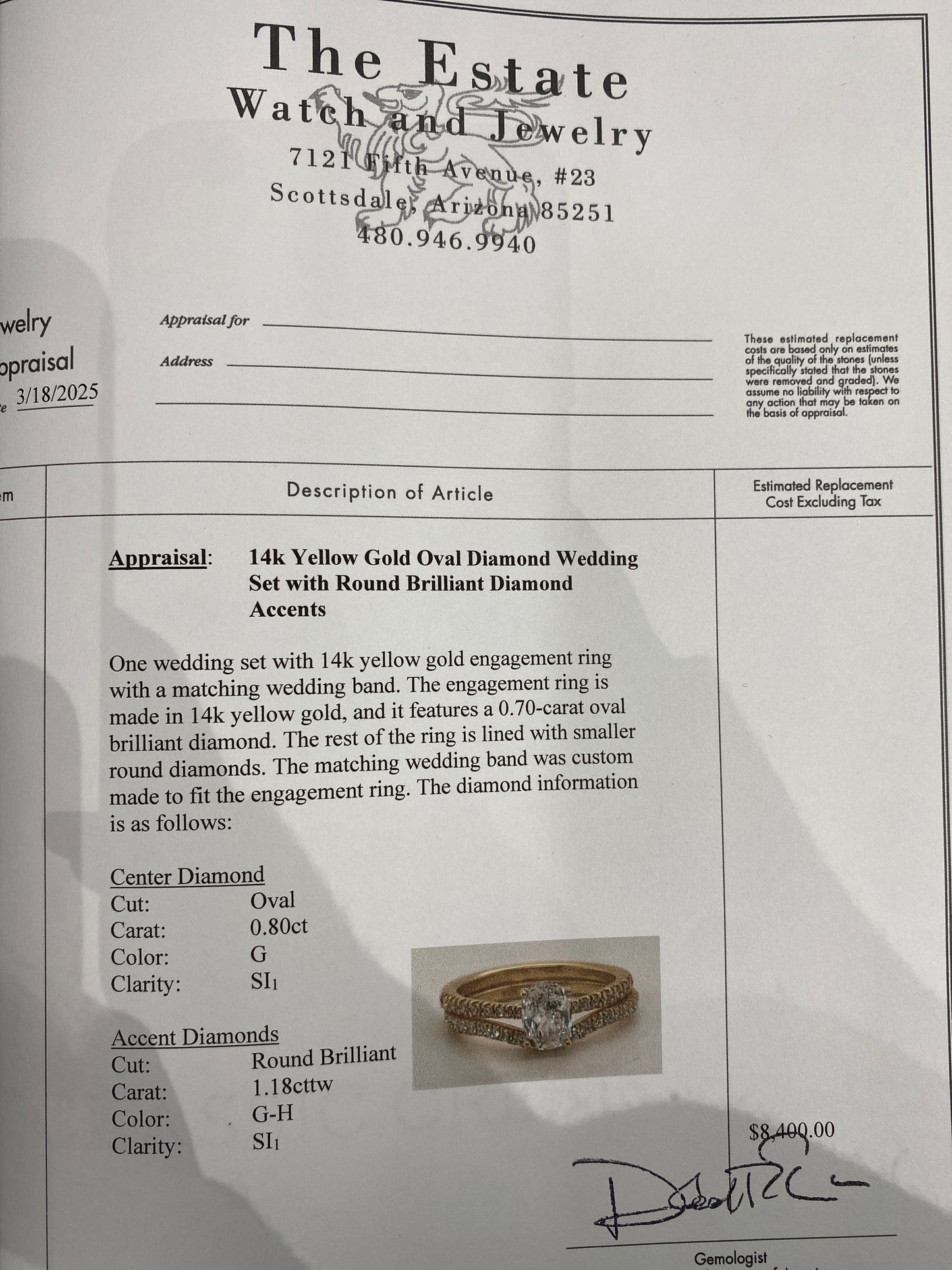 14k Yellow Gold Diamond Wedding Set