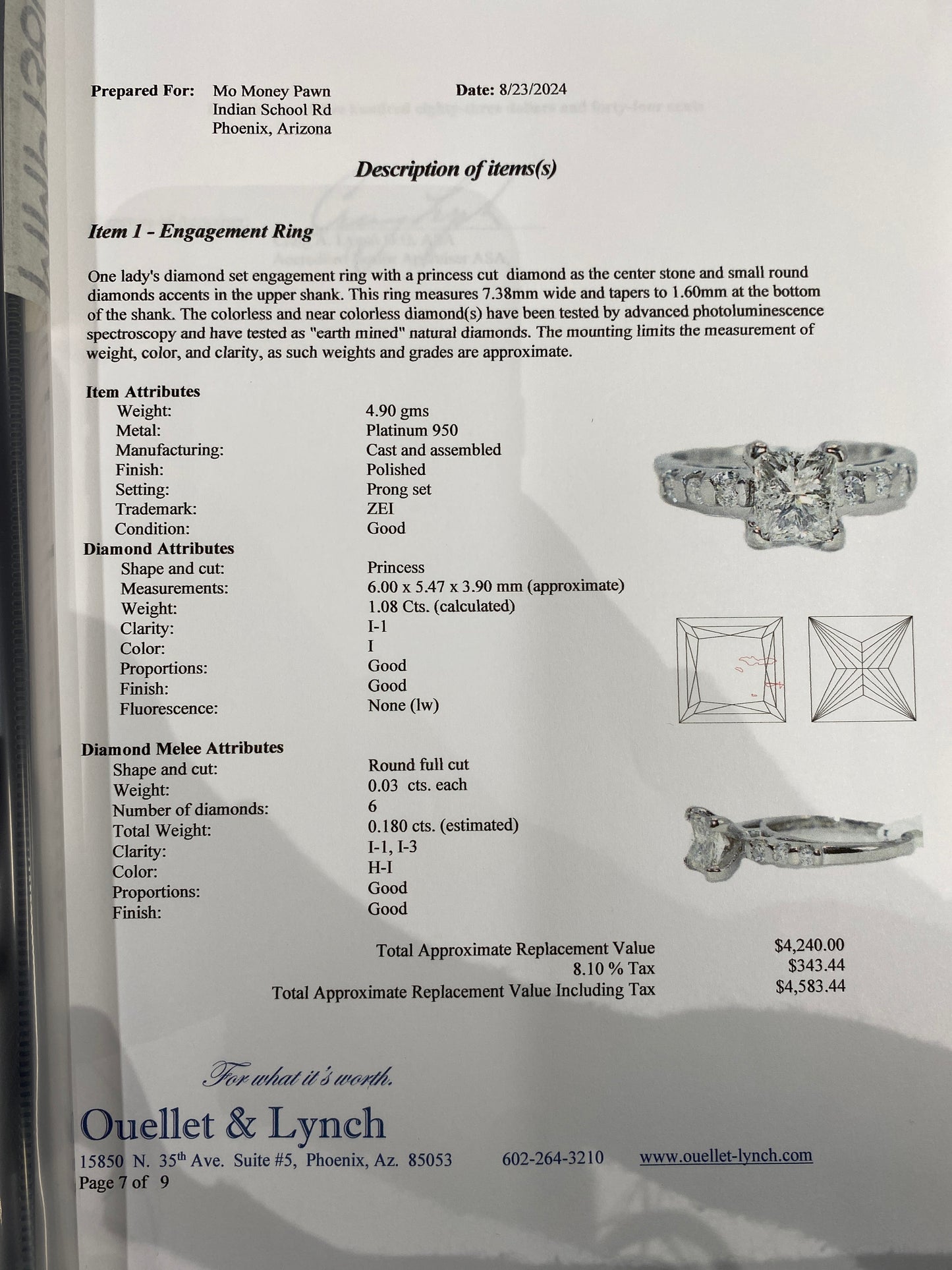 Platinum Princess Cut Engagement Ring