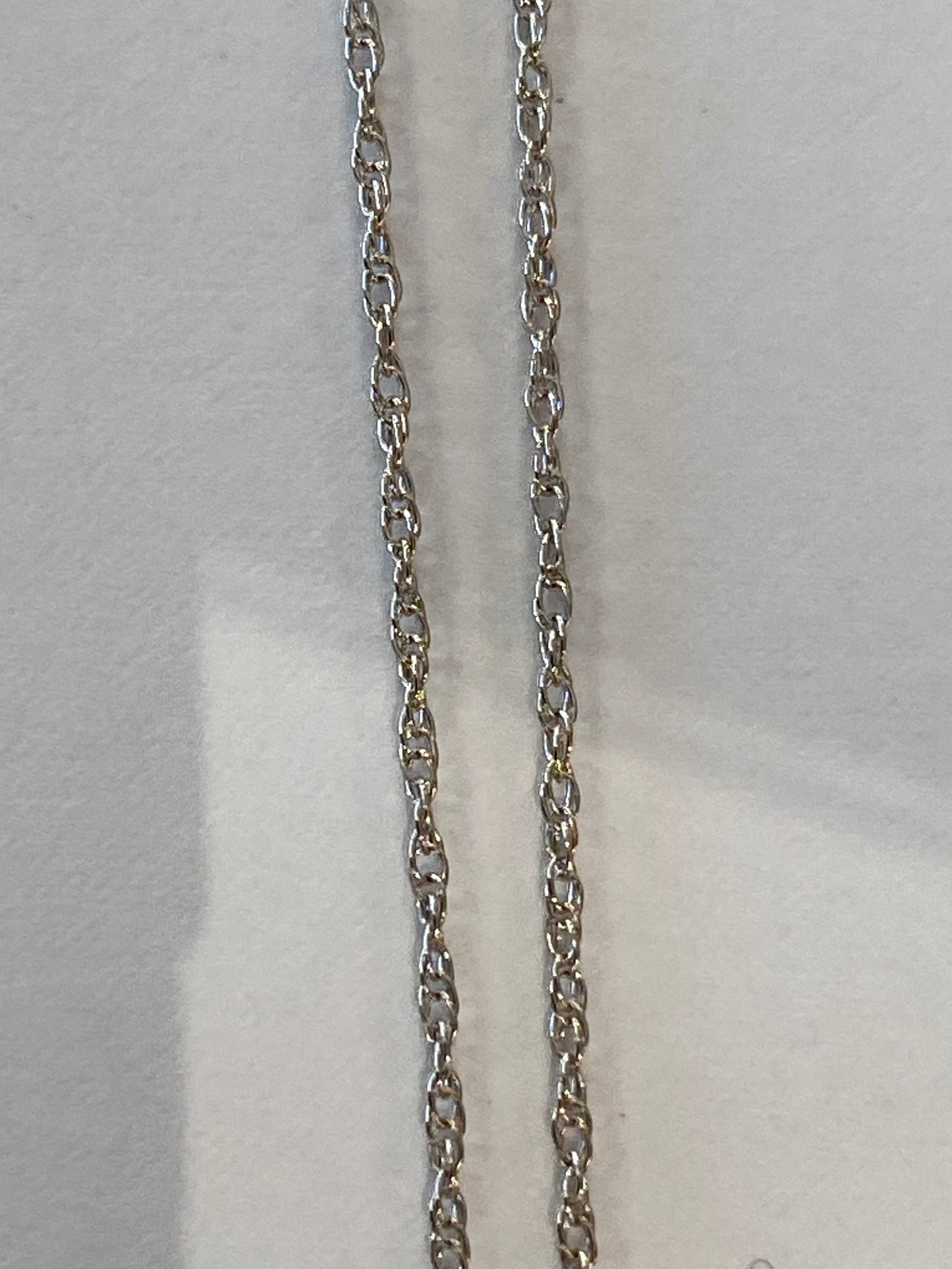 14k White Gold Chain With Diamond Cross