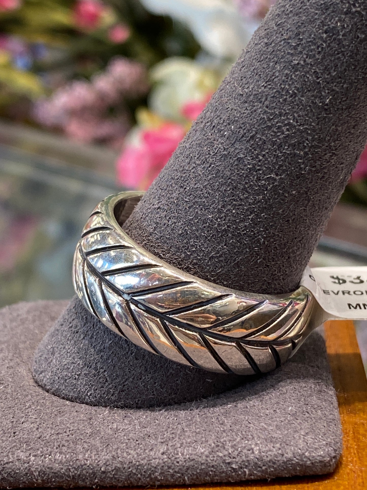 Silver David Yurman Chevron Ring