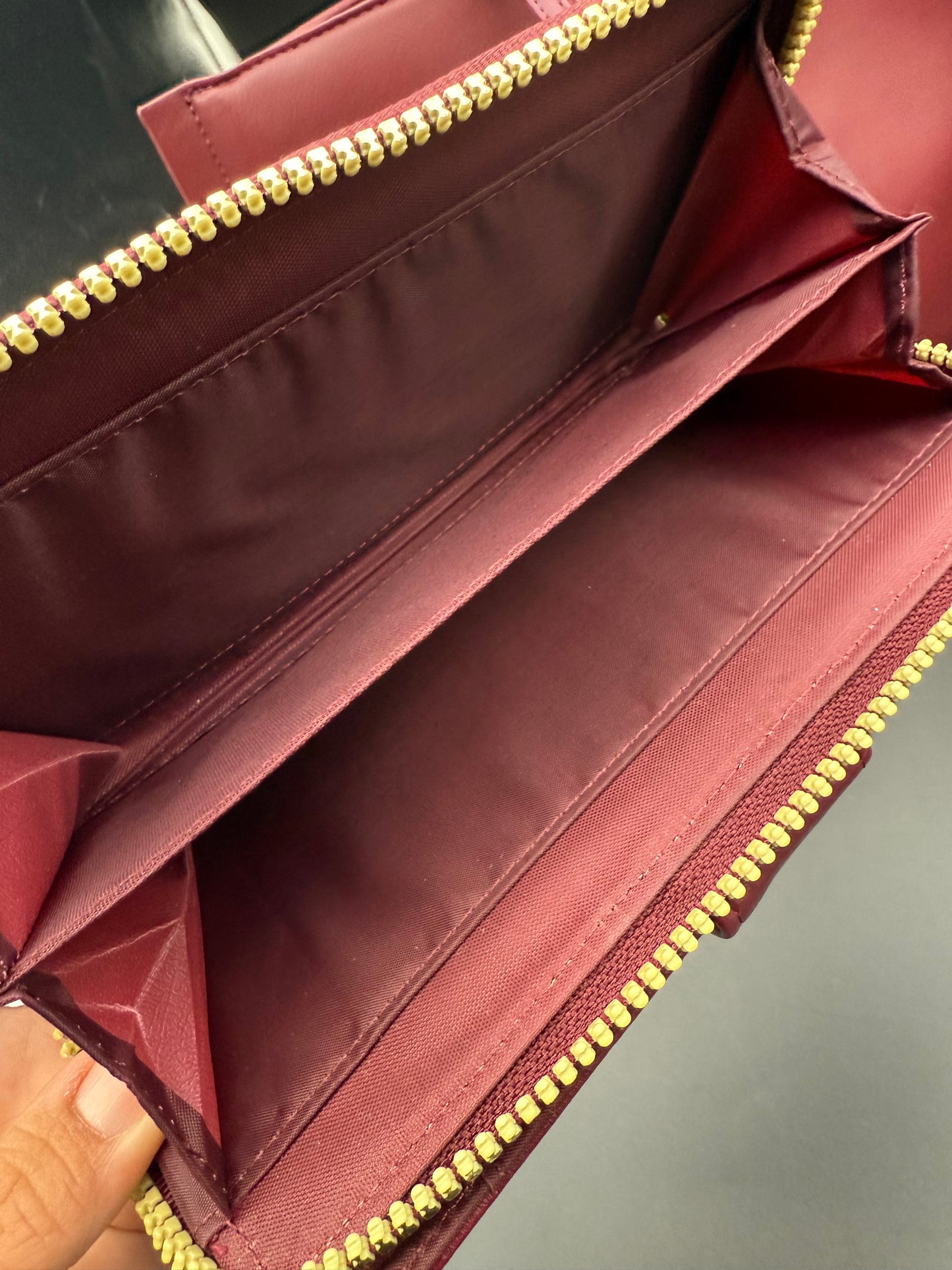Burgundy handbag