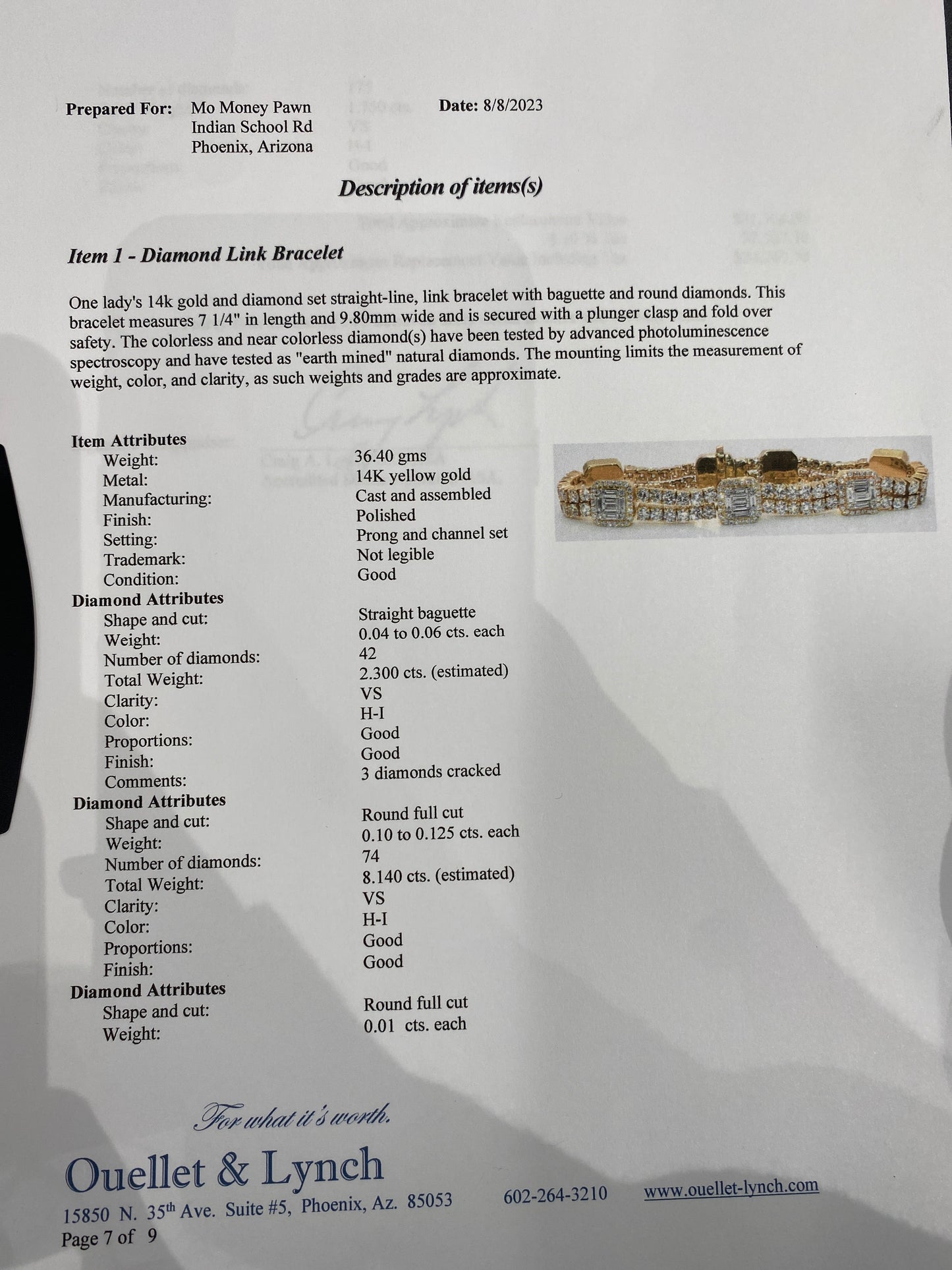 14k White Gold Diamond Bracelet