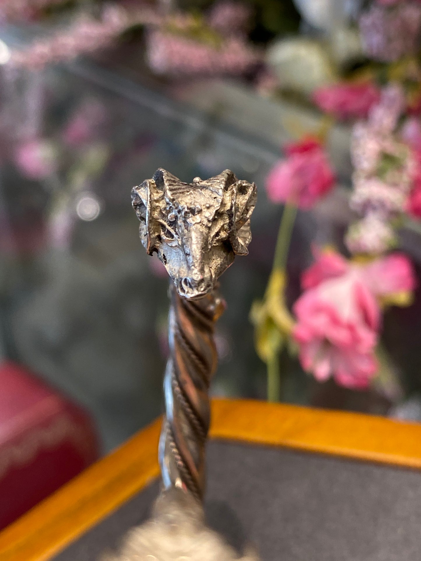 Silver Cuff Bracelet With Ram Heads