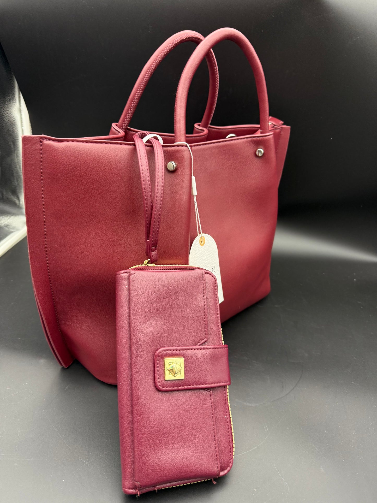Burgundy handbag