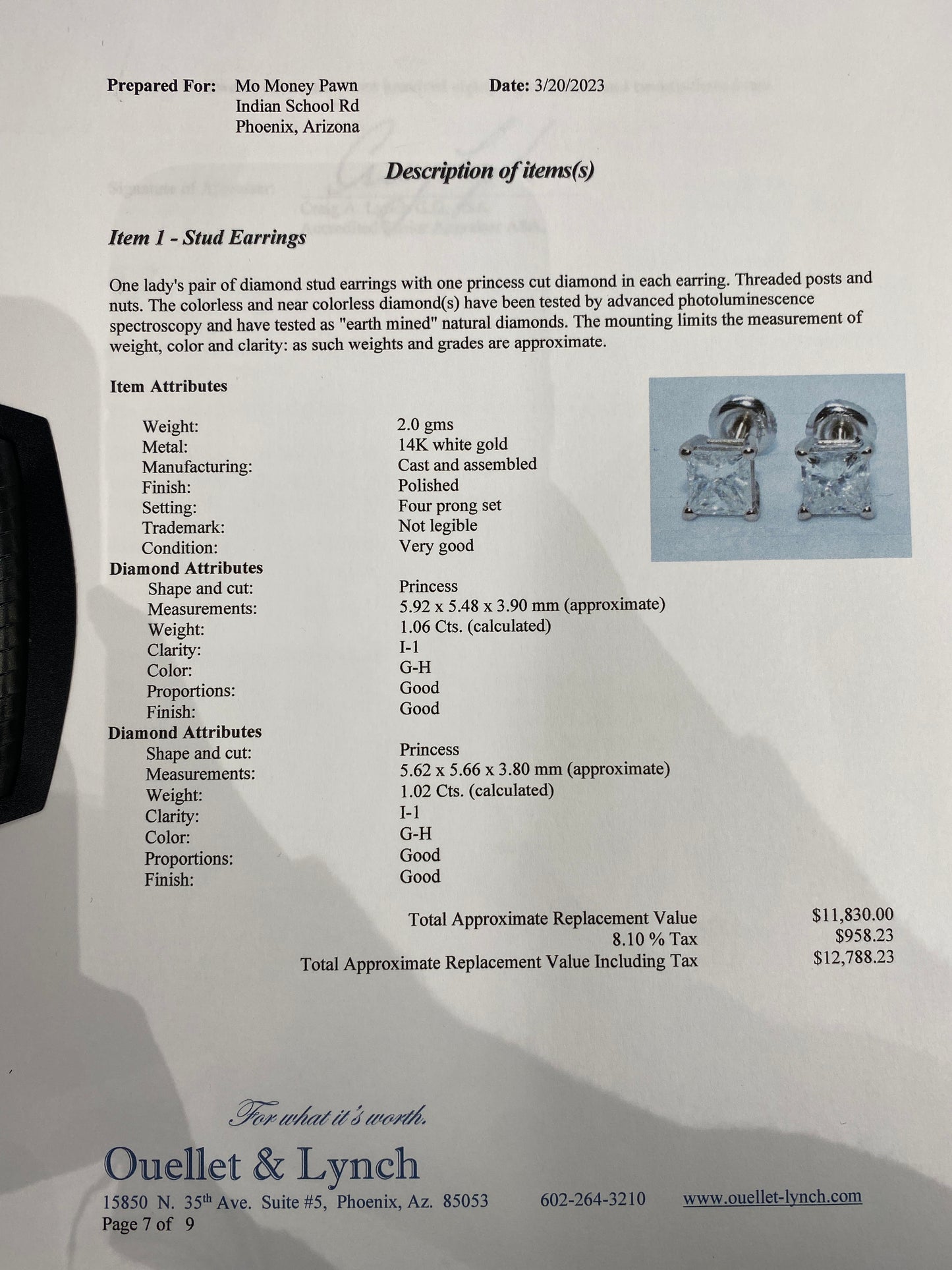 14k White Gold Diamond Stud Earrings