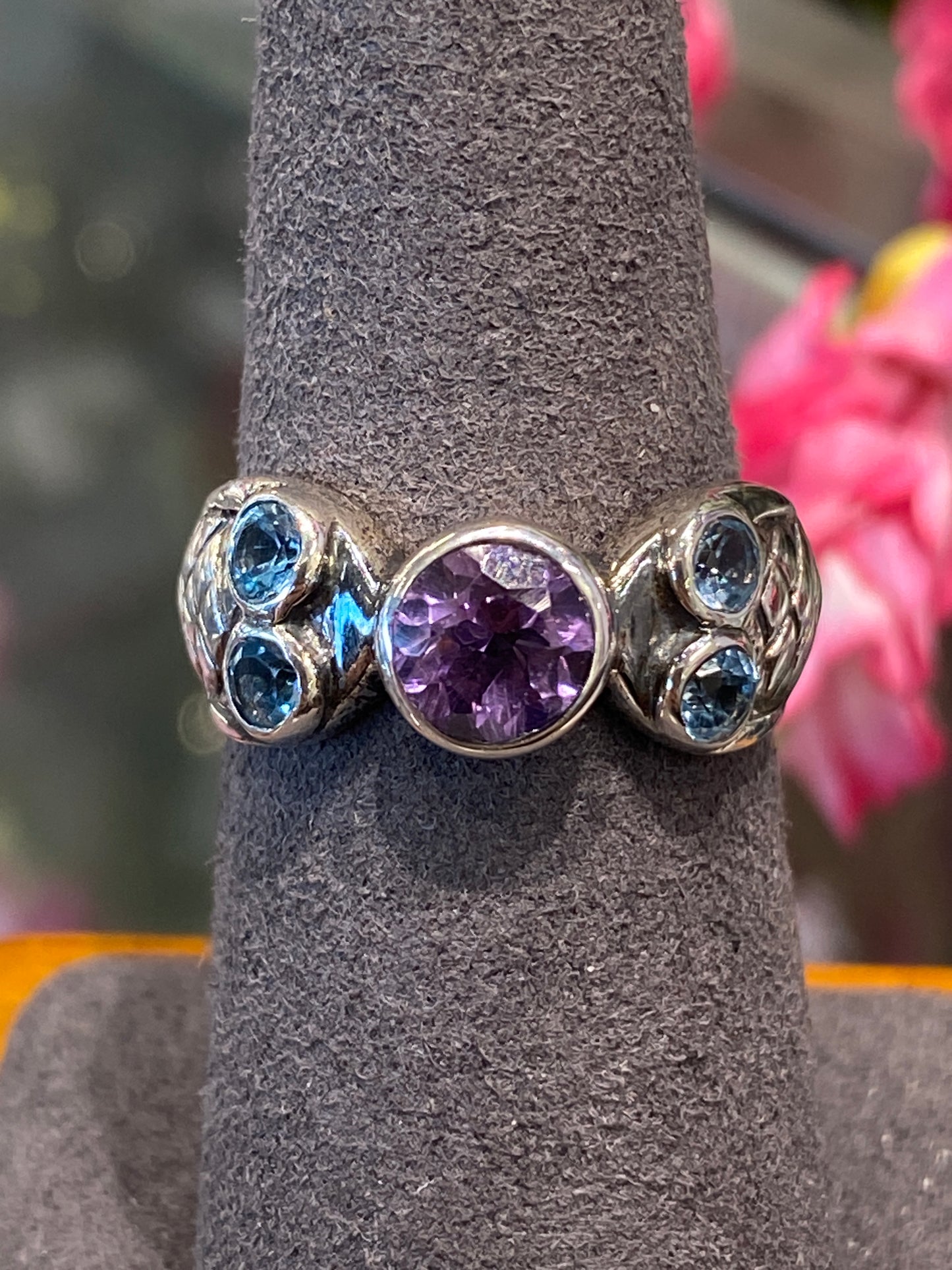 Silver Ring With Colored Stones