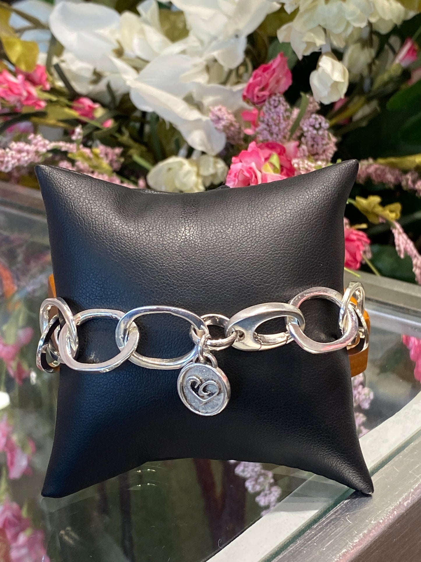 Silver Link Bracelet With Charm