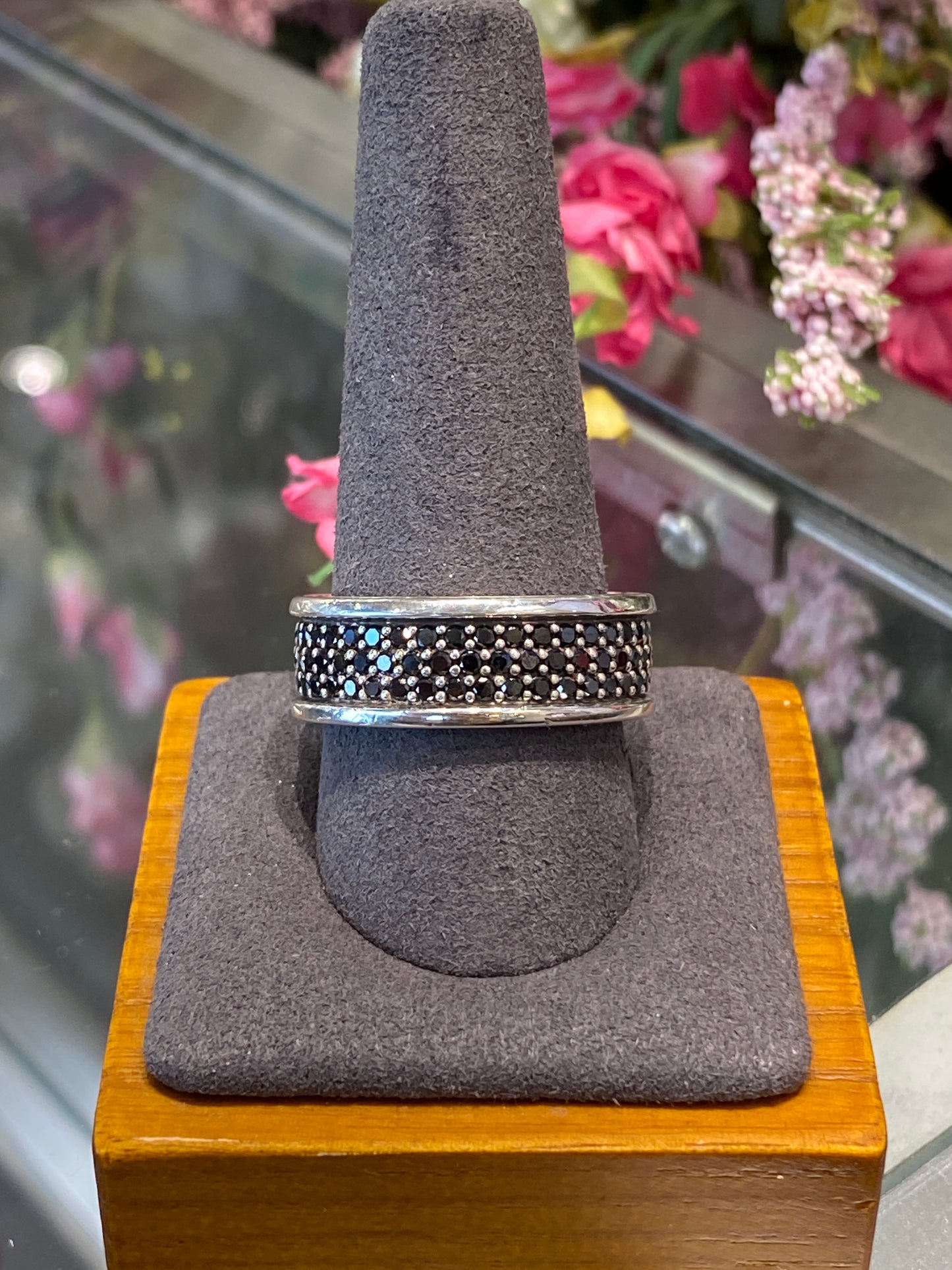 Silver David Yurman Band With Diamonds
