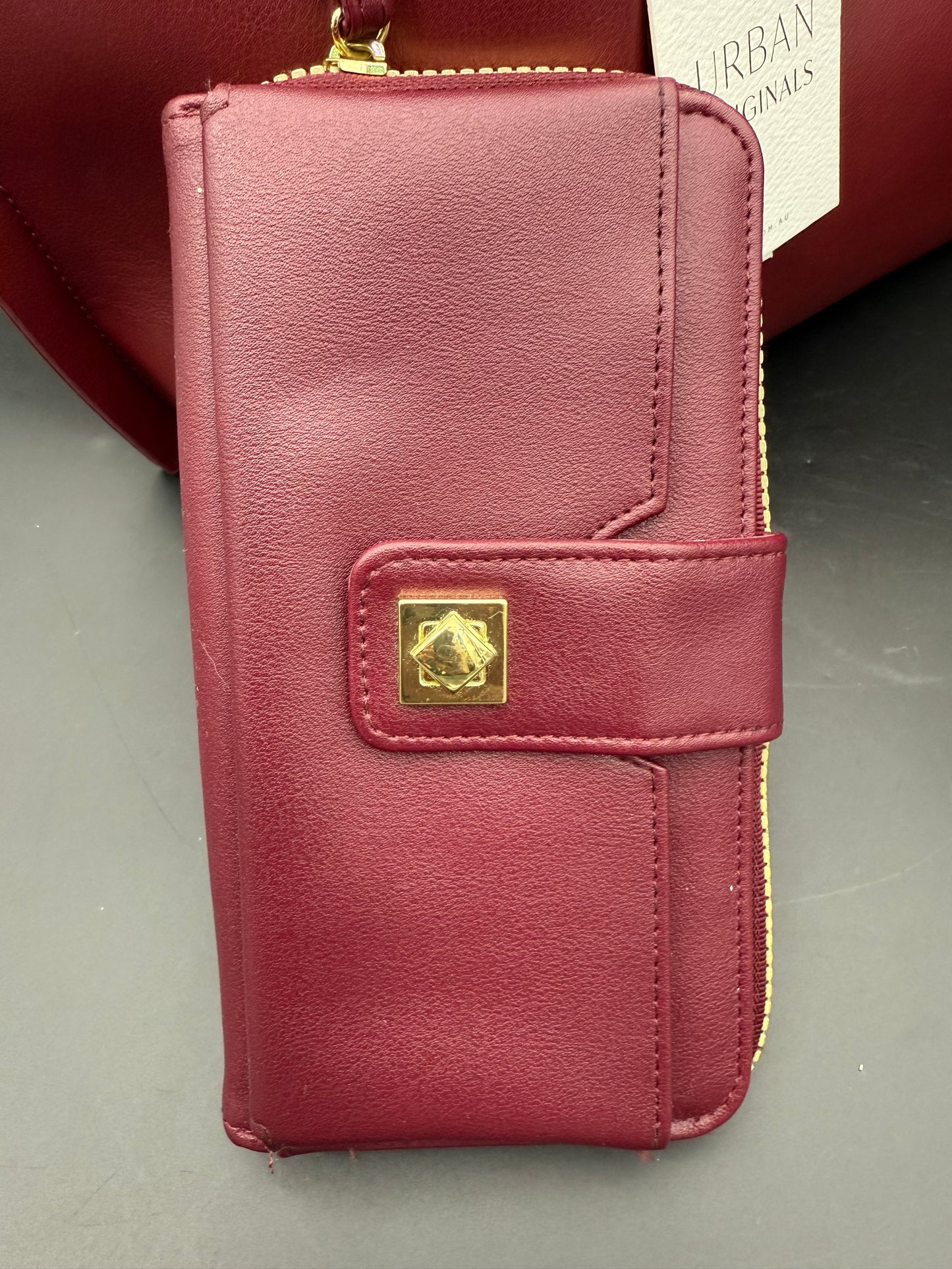 Burgundy handbag