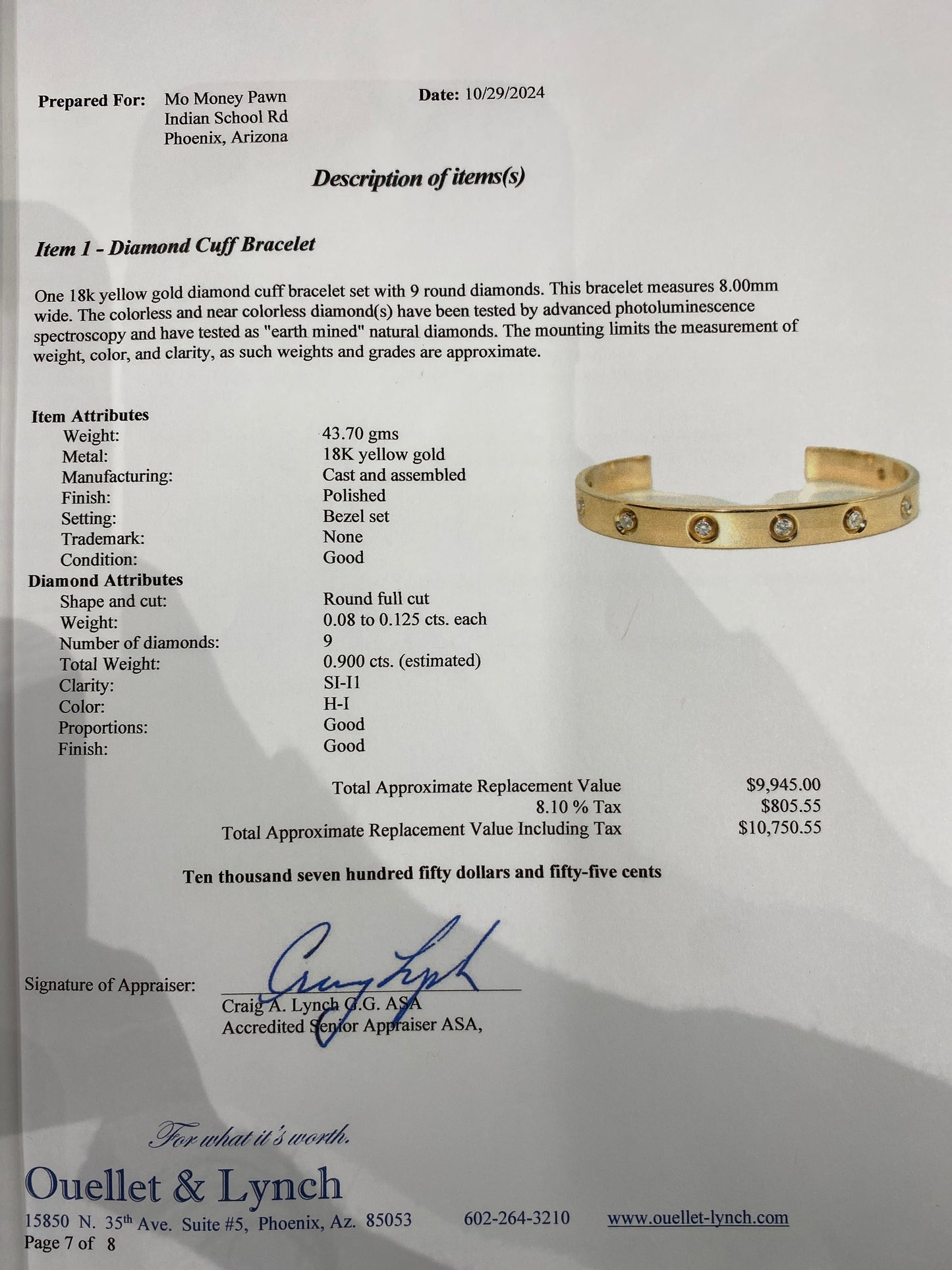 18k Yellow Diamond Cuff Bracelet