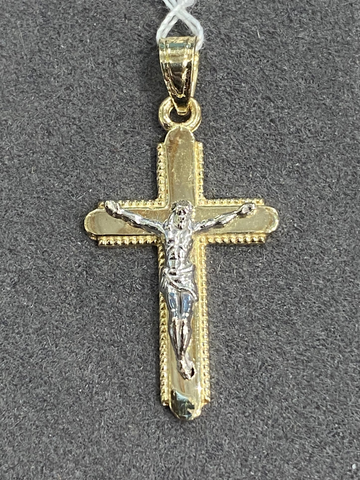 14k Two Tone Cross Pendant