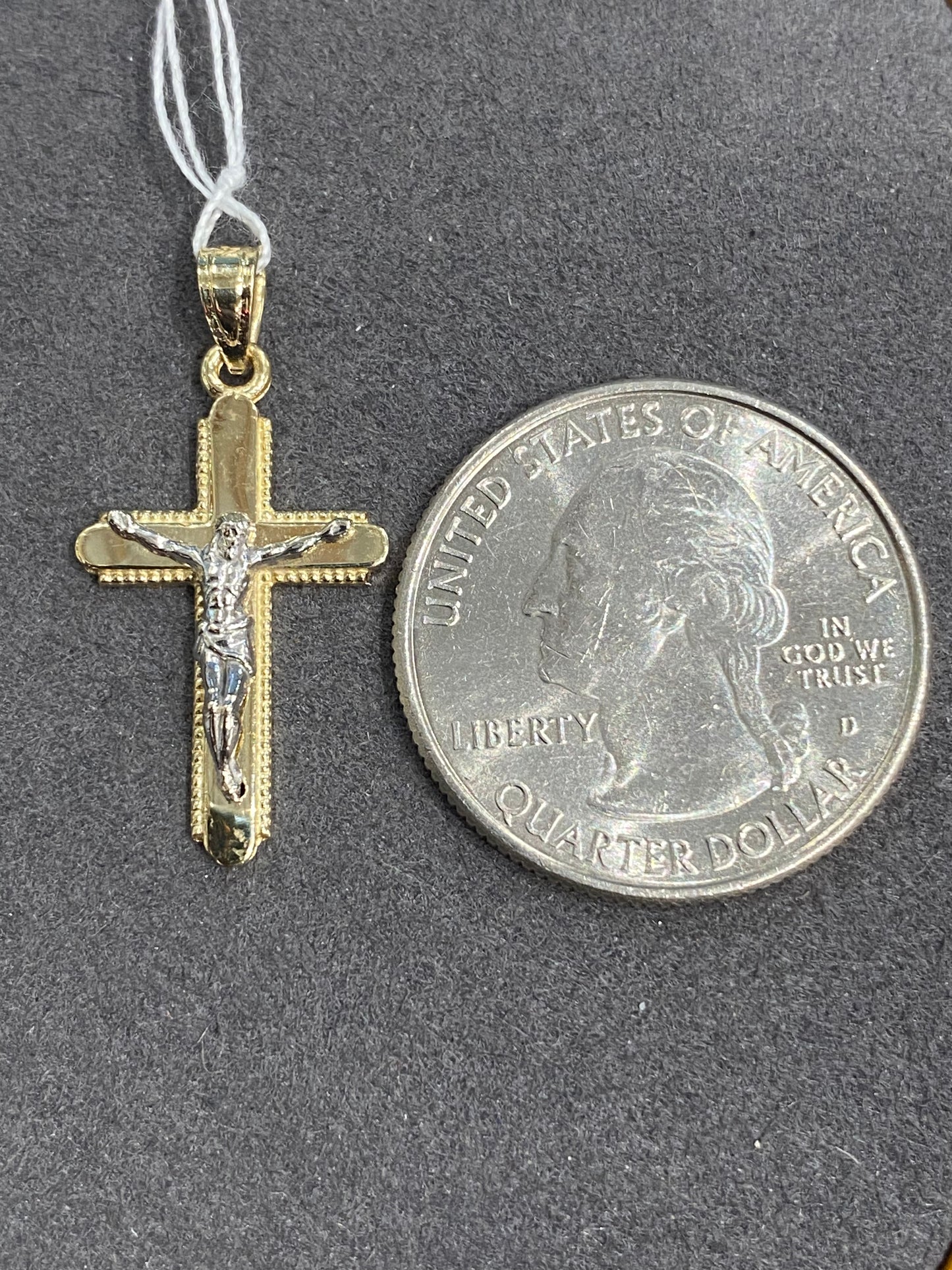 14k Two Tone Cross Pendant