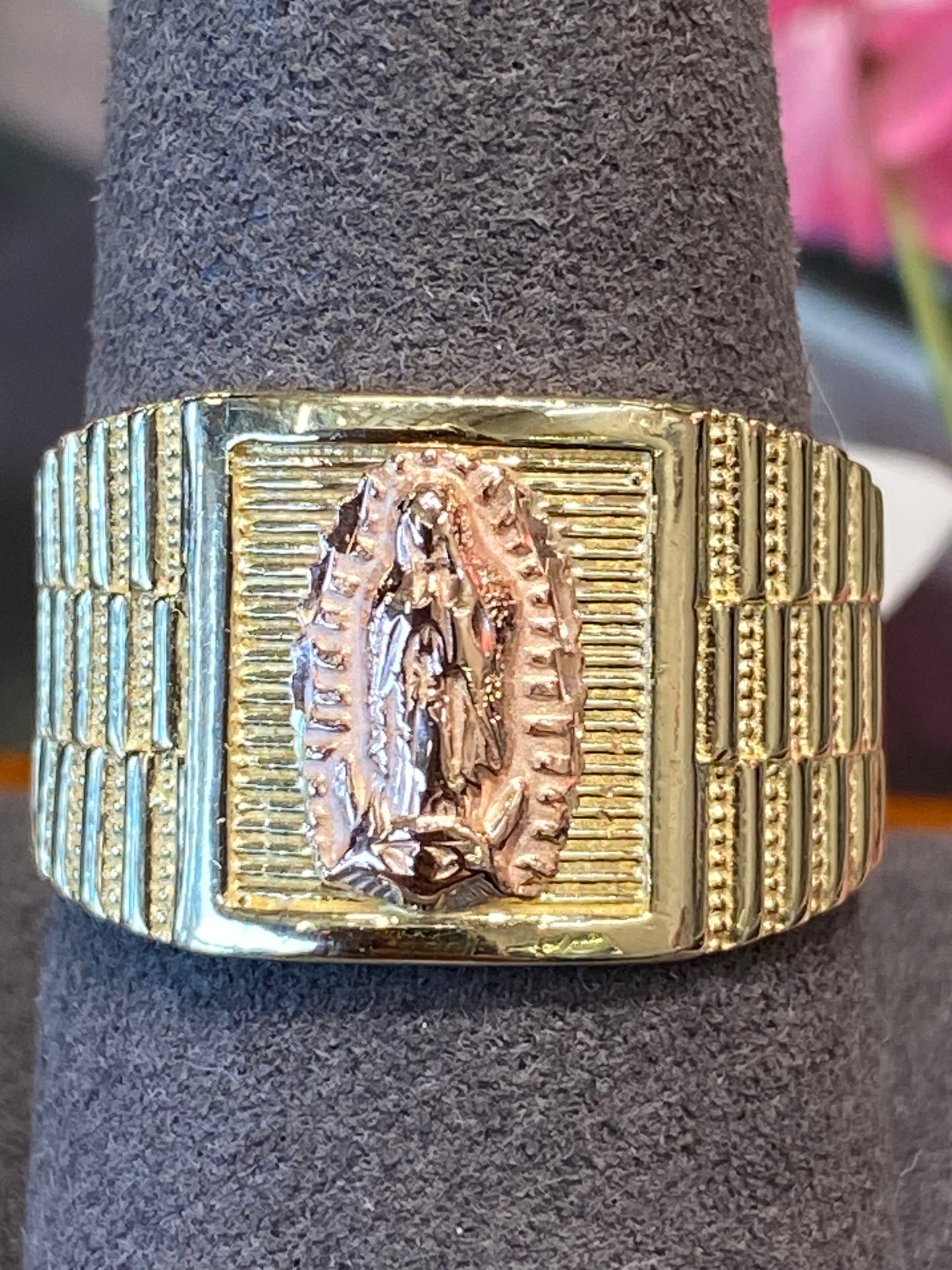 14k Two Tone Virgin Mary Ring