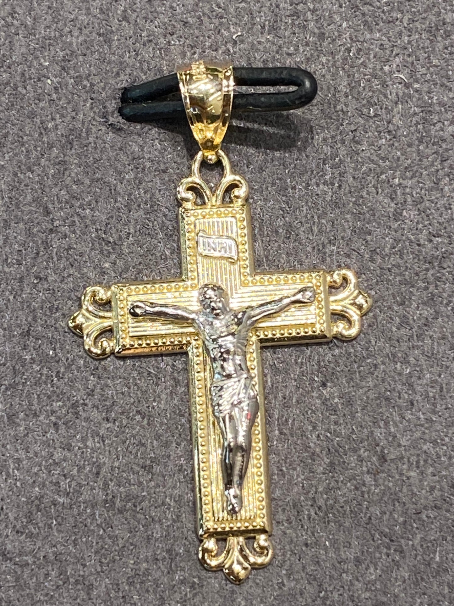 14k Two Tone Cross Pendant