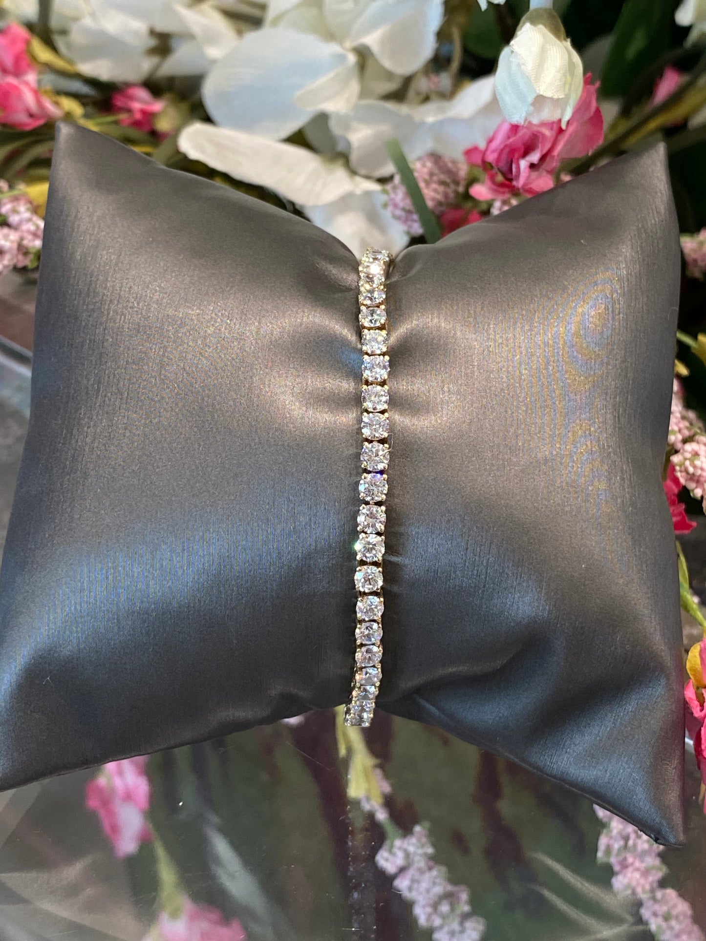 14k Yellow Gold Cubic Zirconia Tennis Bracelet