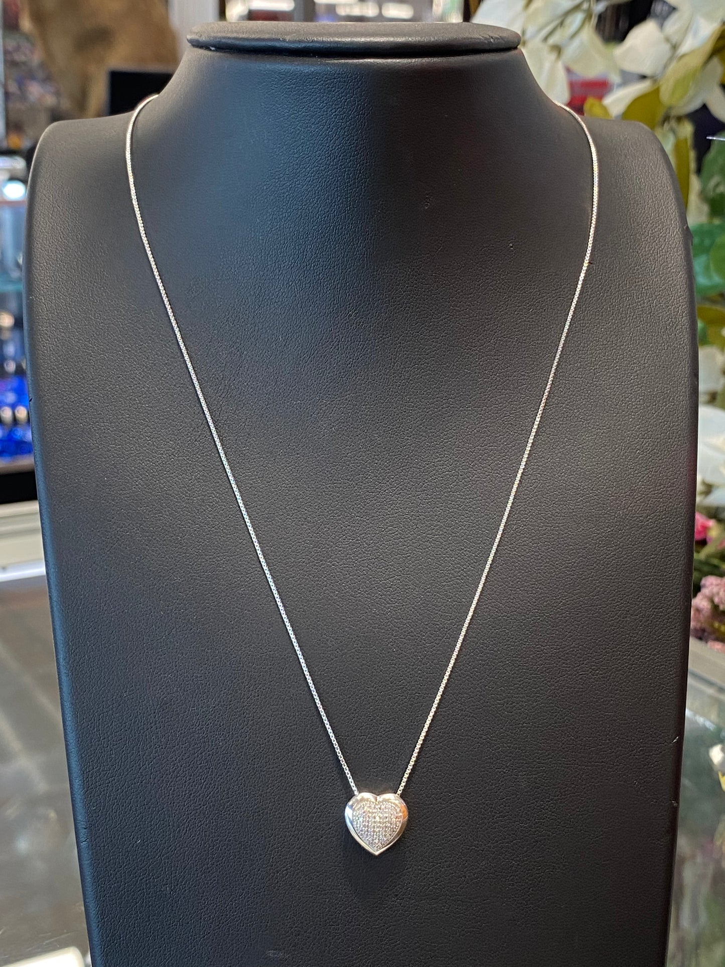 Silver Heart Diamond Chain