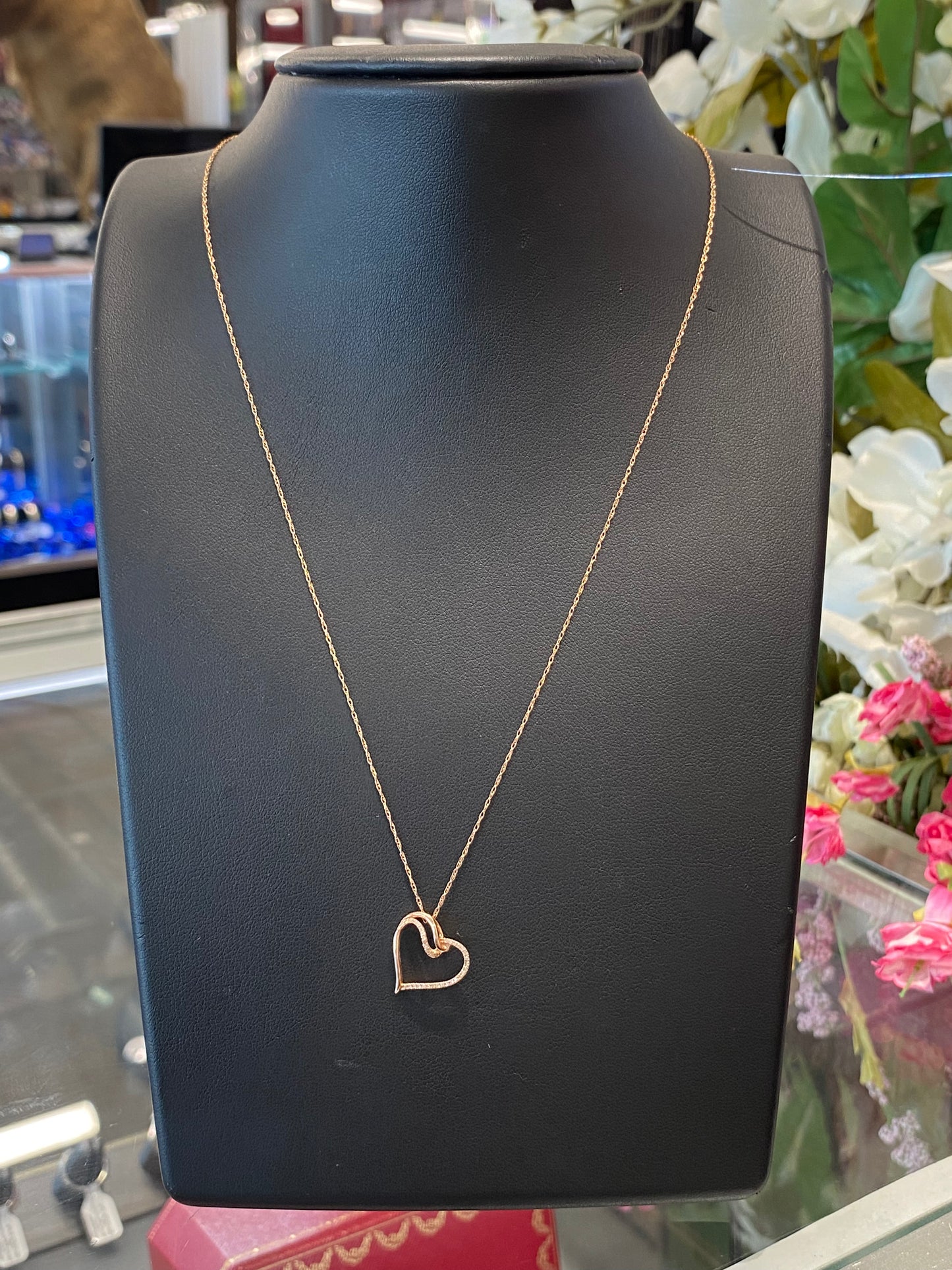 14k Rose Gold Heart Chain