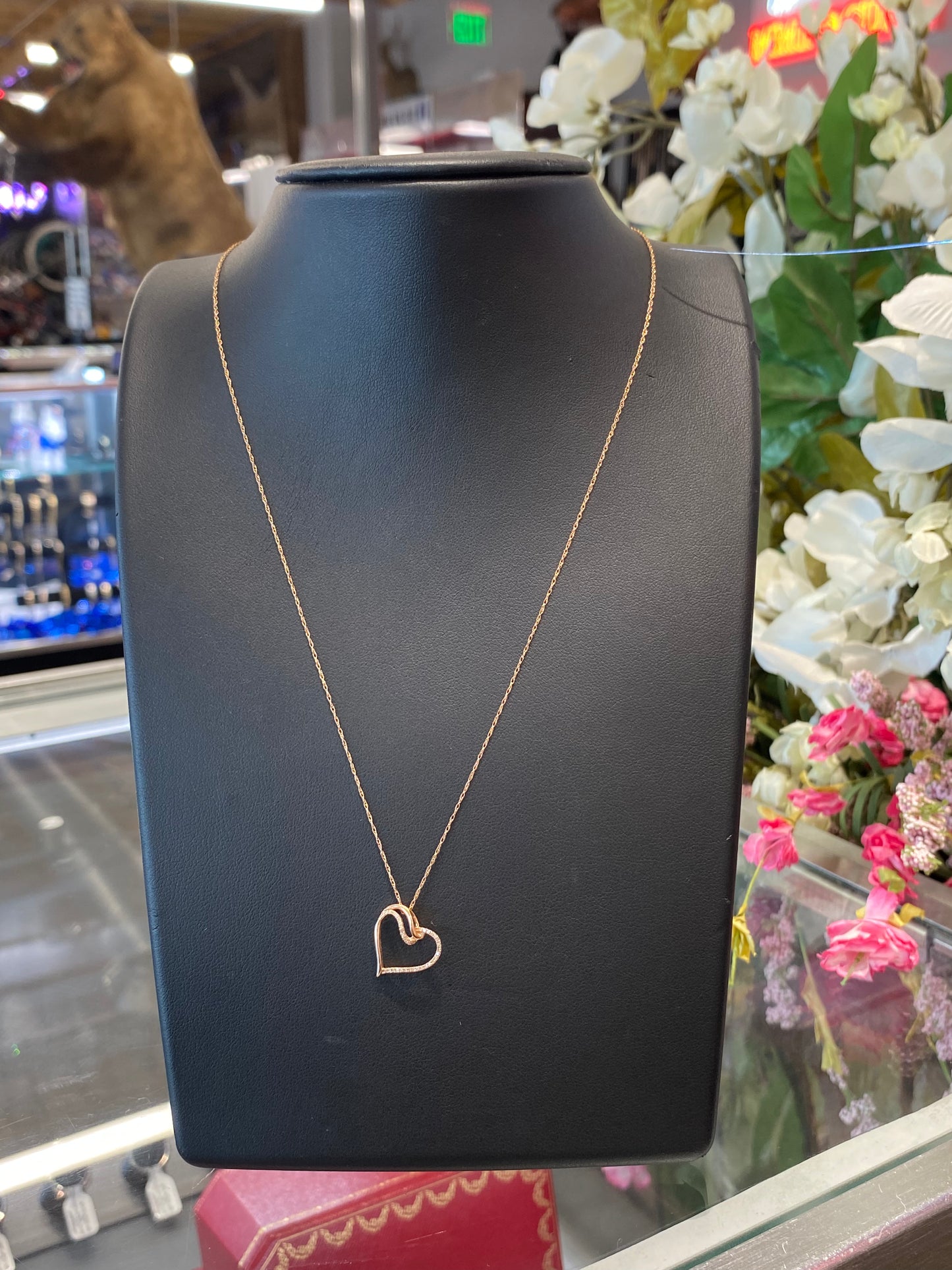 14k Rose Gold Heart Chain