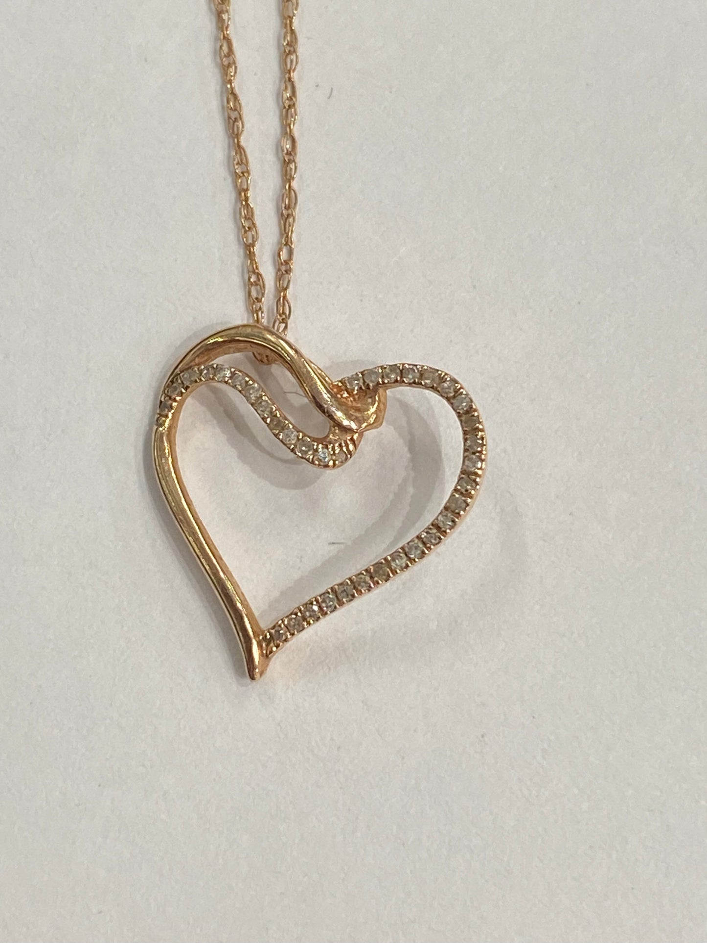 14k Rose Gold Heart Chain