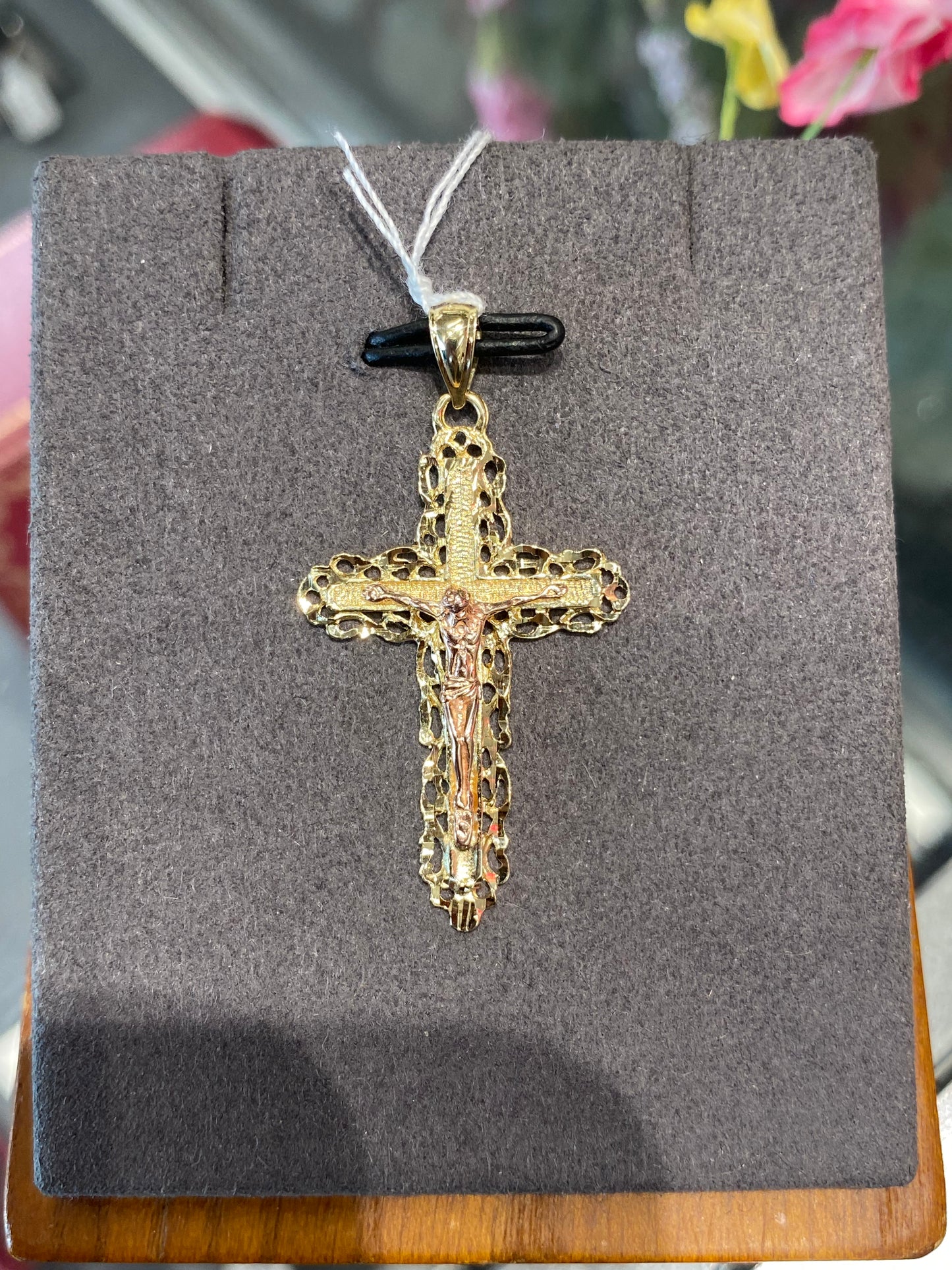 14k Two Tone Cross Pendant