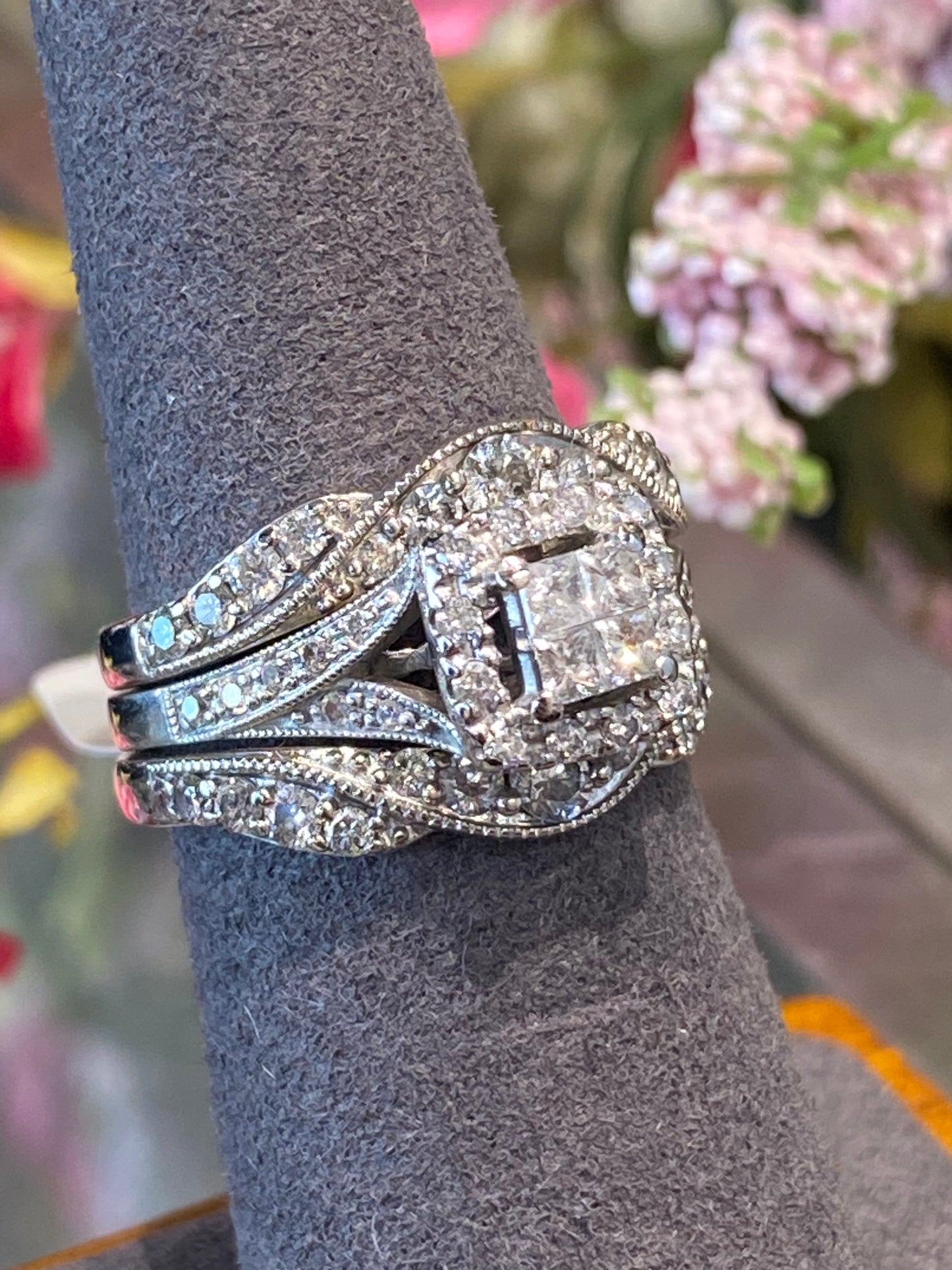 14k White Gold Diamond Wedding Set