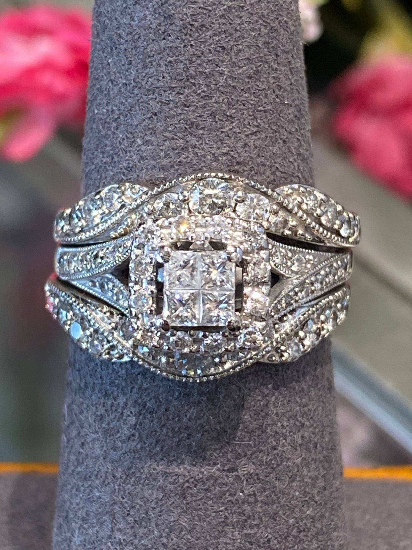 14k White Gold Diamond Wedding Set