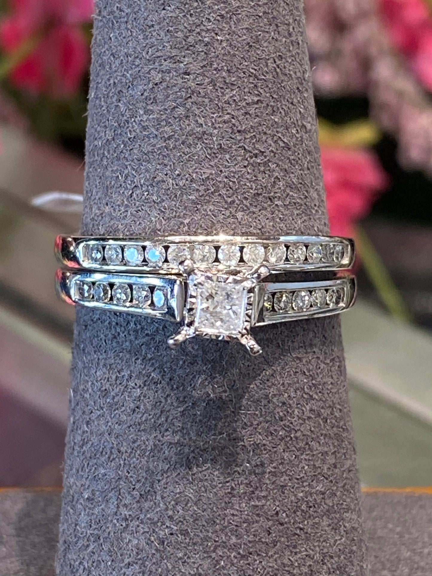 10k White Gold Diamond Wedding Set