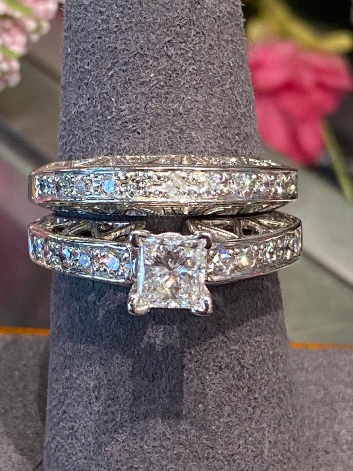 14k White Gold Diamond Wedding Set