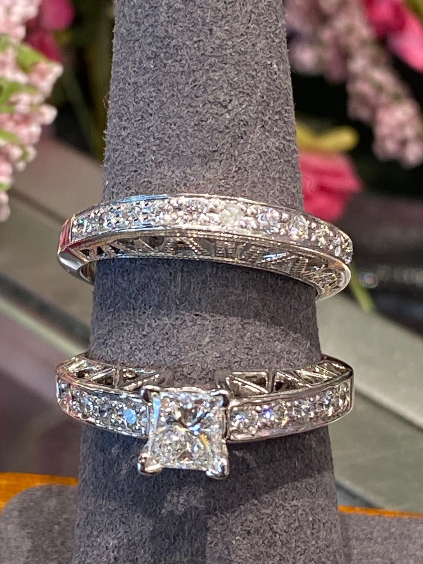 14k White Gold Diamond Wedding Set