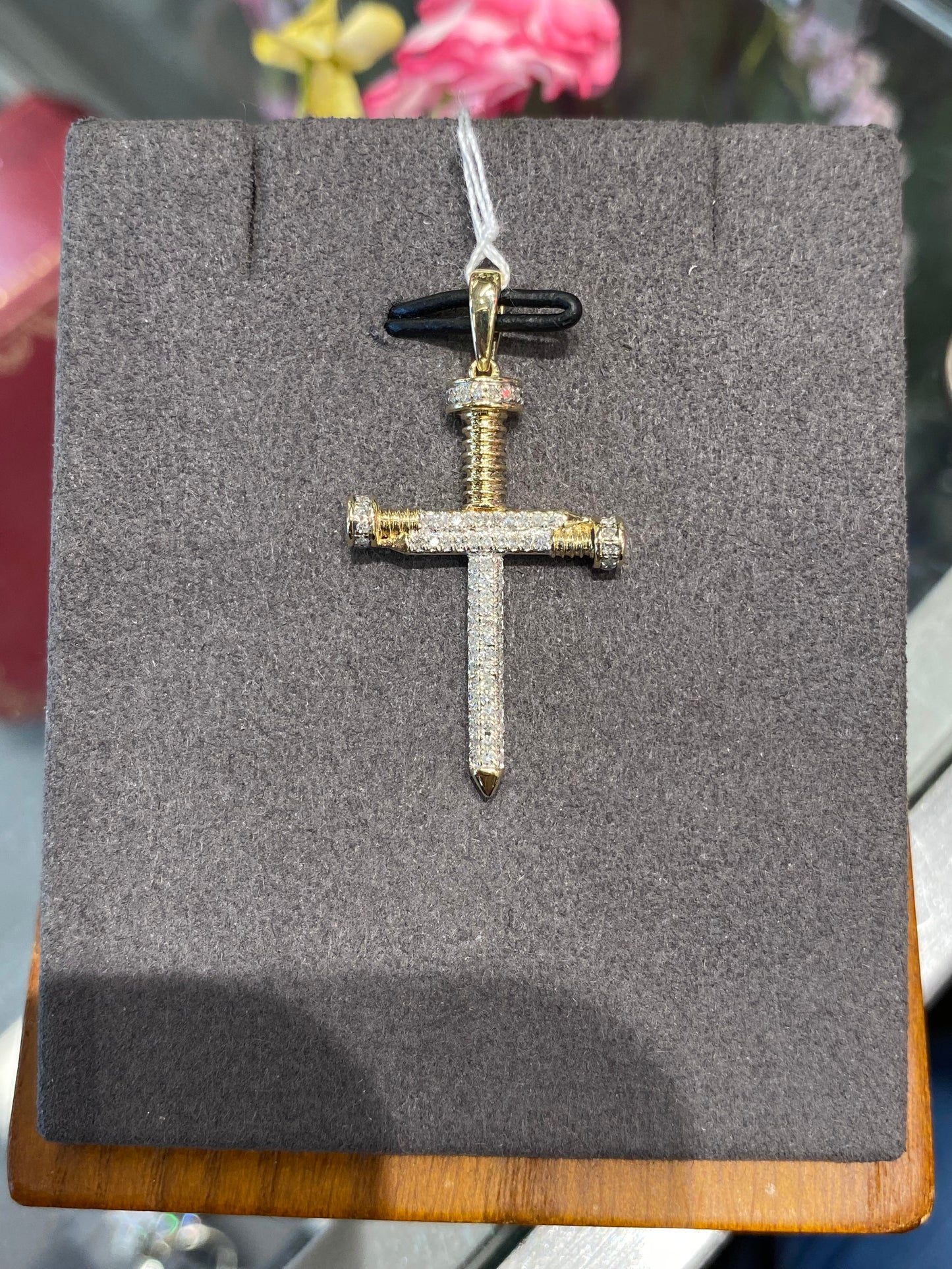 10k Yellow Gold Diamond Cross Pendant
